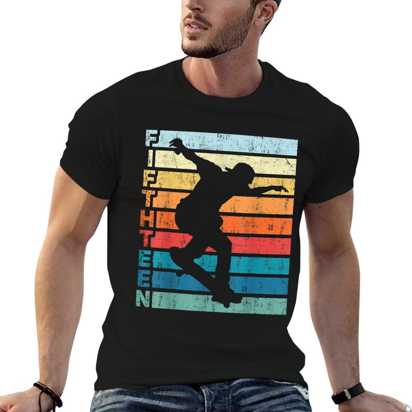 15 Year Old Skater Skateboarding 15th Birthday Party Easy-care T-Shirt