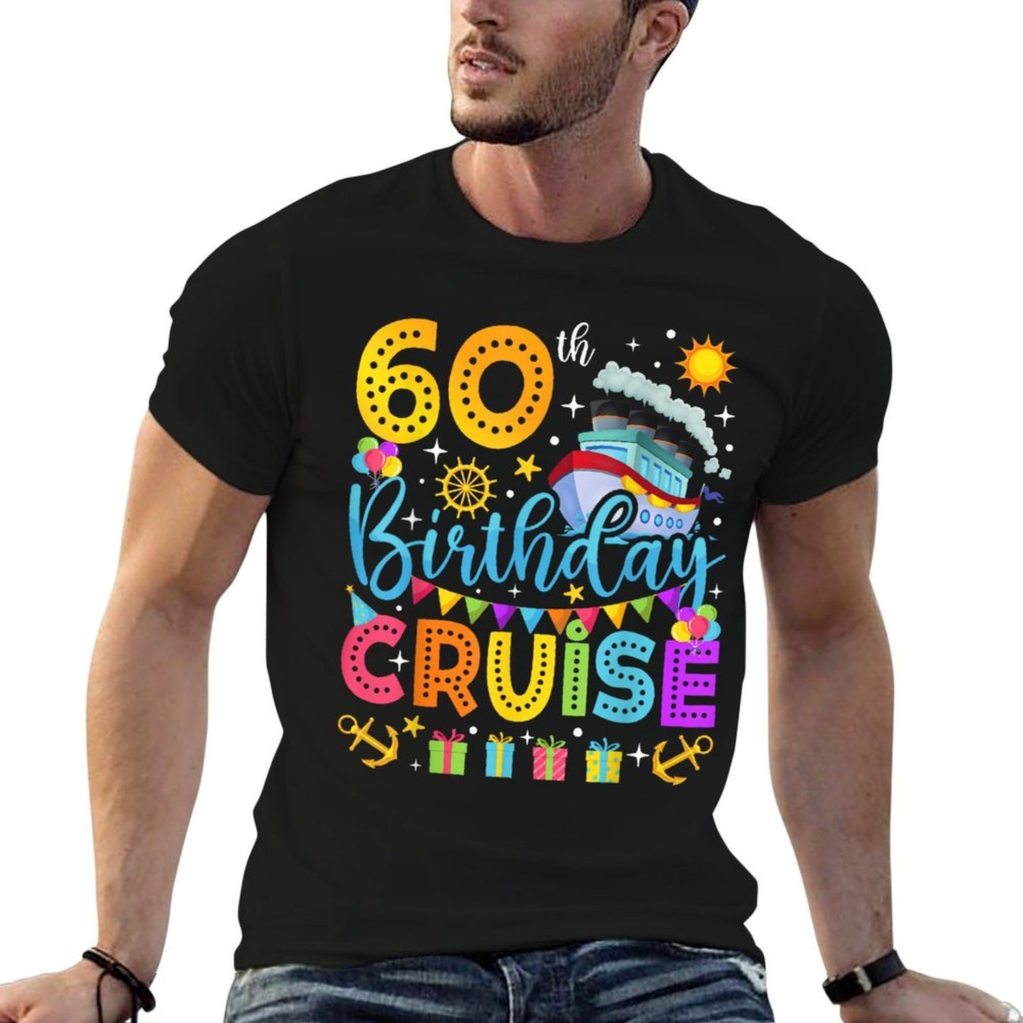 60th Birthday Cruise Cruising Lover 60 Years Old Bday Party Oversized Silhouette T-Shirt