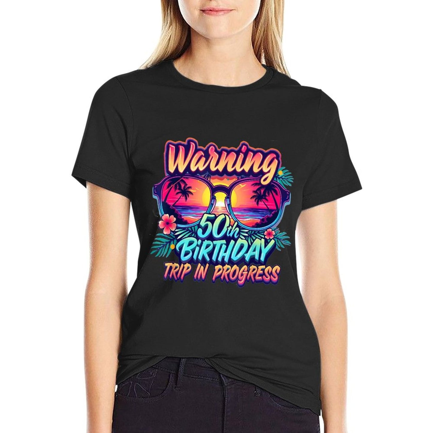 Funny 50 Years Old Warning 50th Birthday Trip In Progress High-quality Stitching T-Shirt