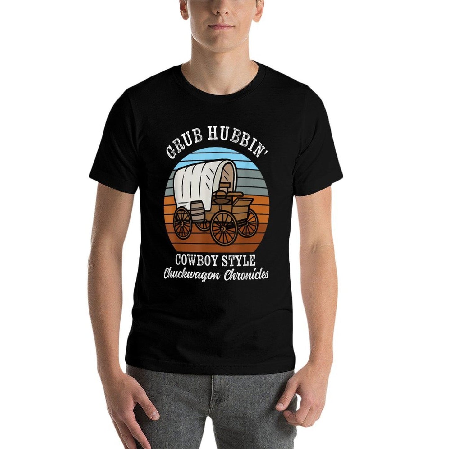 Grub Hubbin' Cowboy Style Chuckwagon Cooking Trendy Pattern T-Shirt