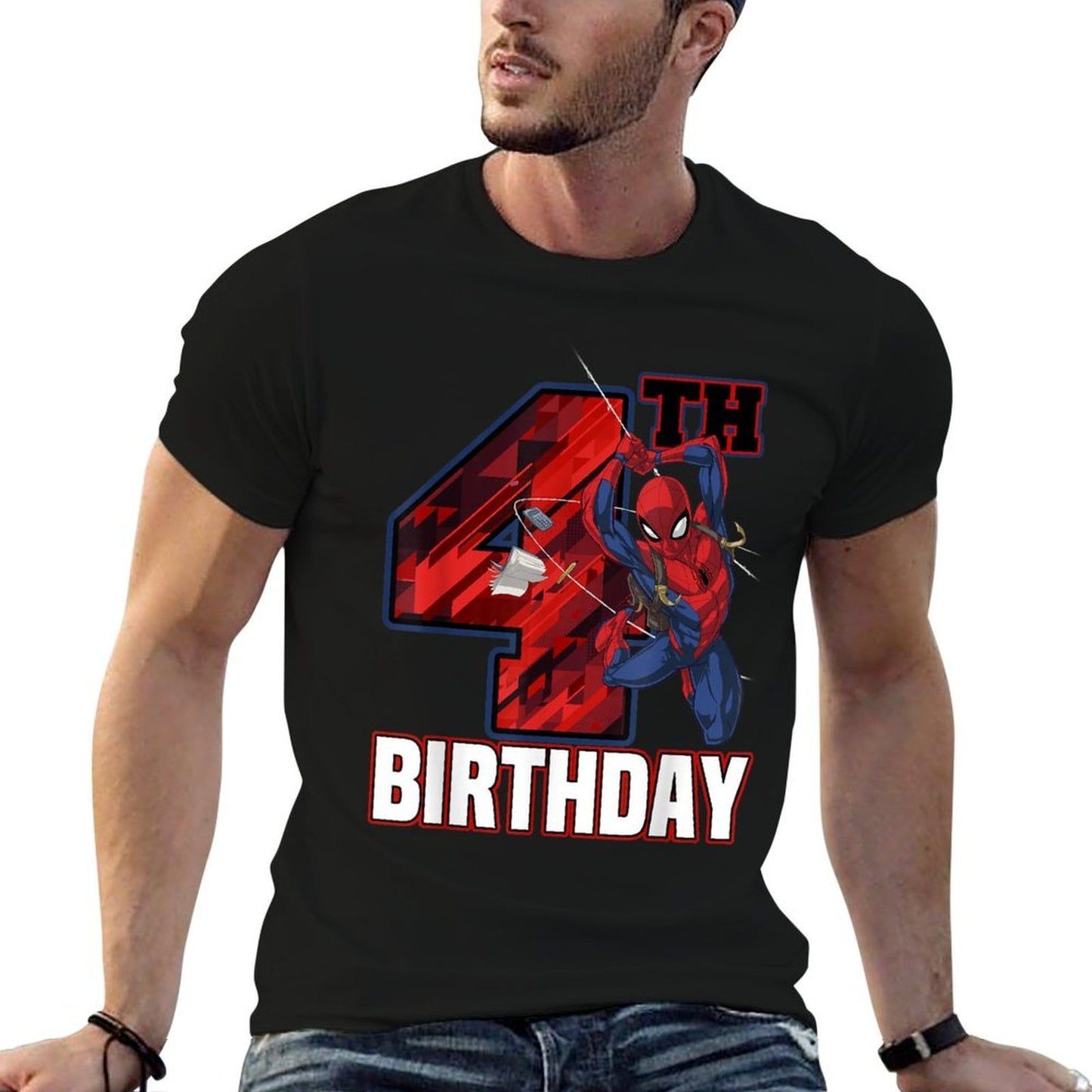 Marvel Spider-Man Web Swing 4th Birthday Versatile T-Shirt