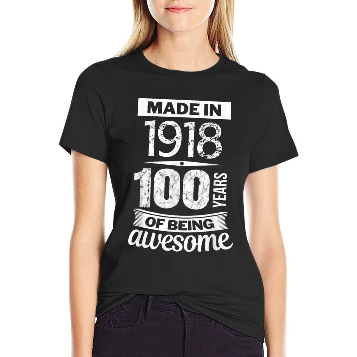 100th Birthday Made in 1918 100 Years of Being Awesome Lightweight T-Shirt