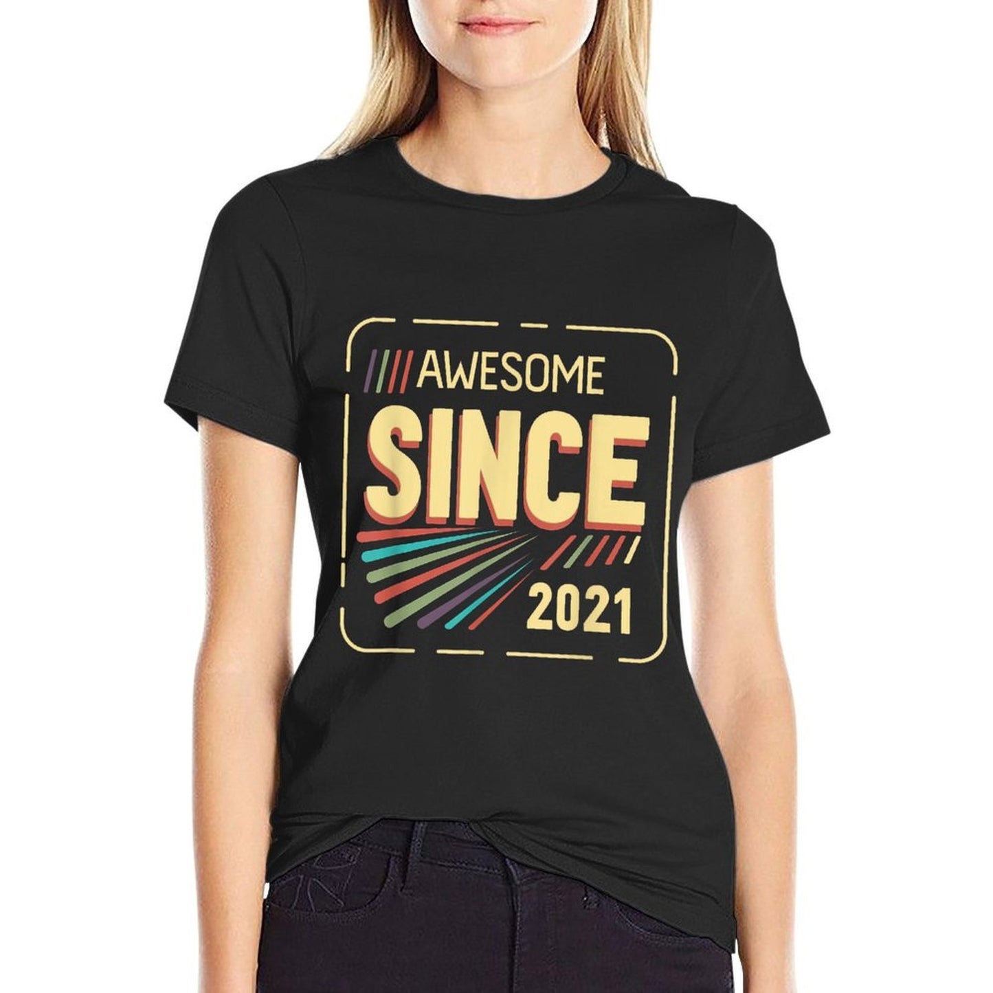 Funny 2021 4th Birthday 4 Years Old 4yr Boys Girls Bday Stretchy T-Shirt
