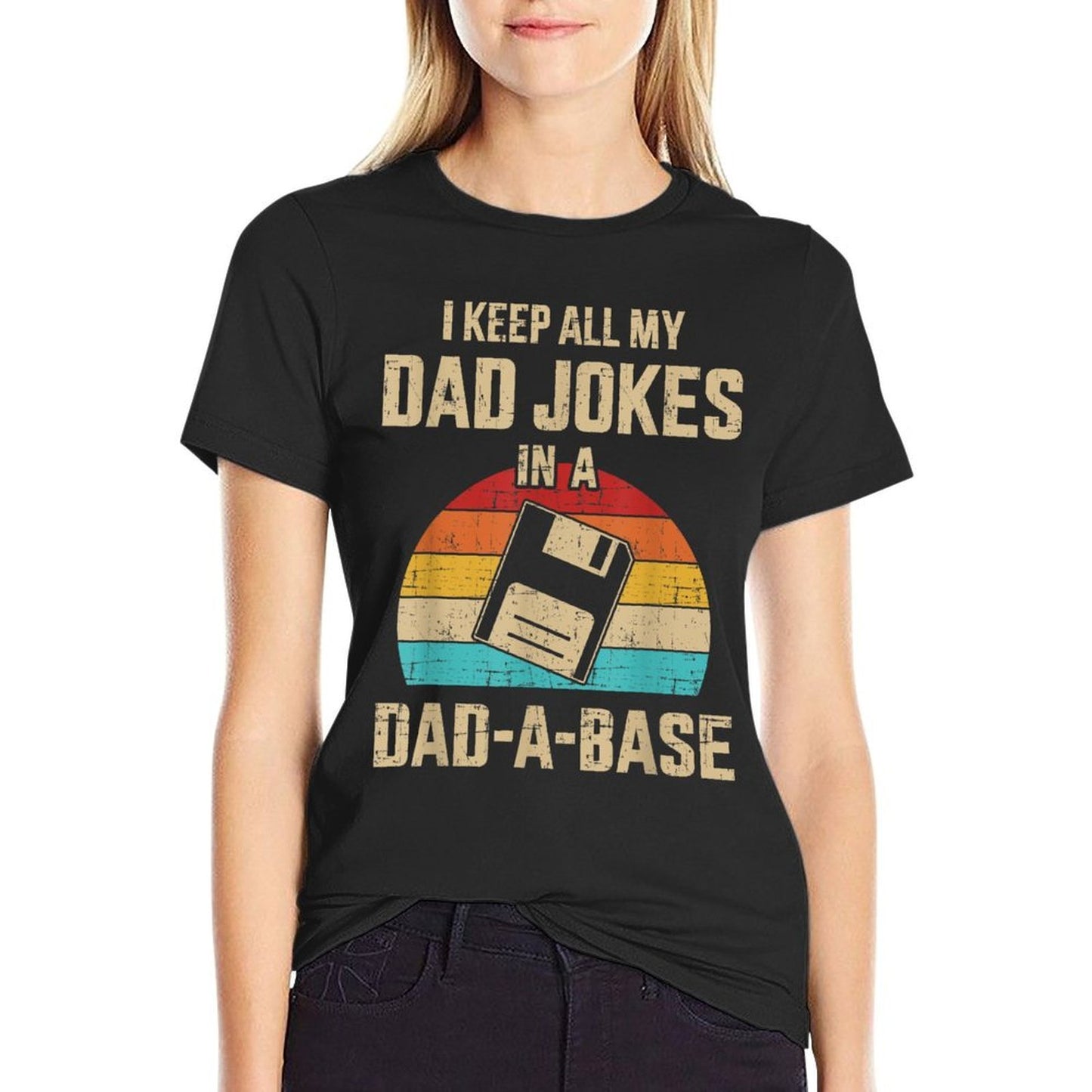 Funny Dad Jokes in Dad-a-base Vintage for Fathers Day Lightweight T-Shirt