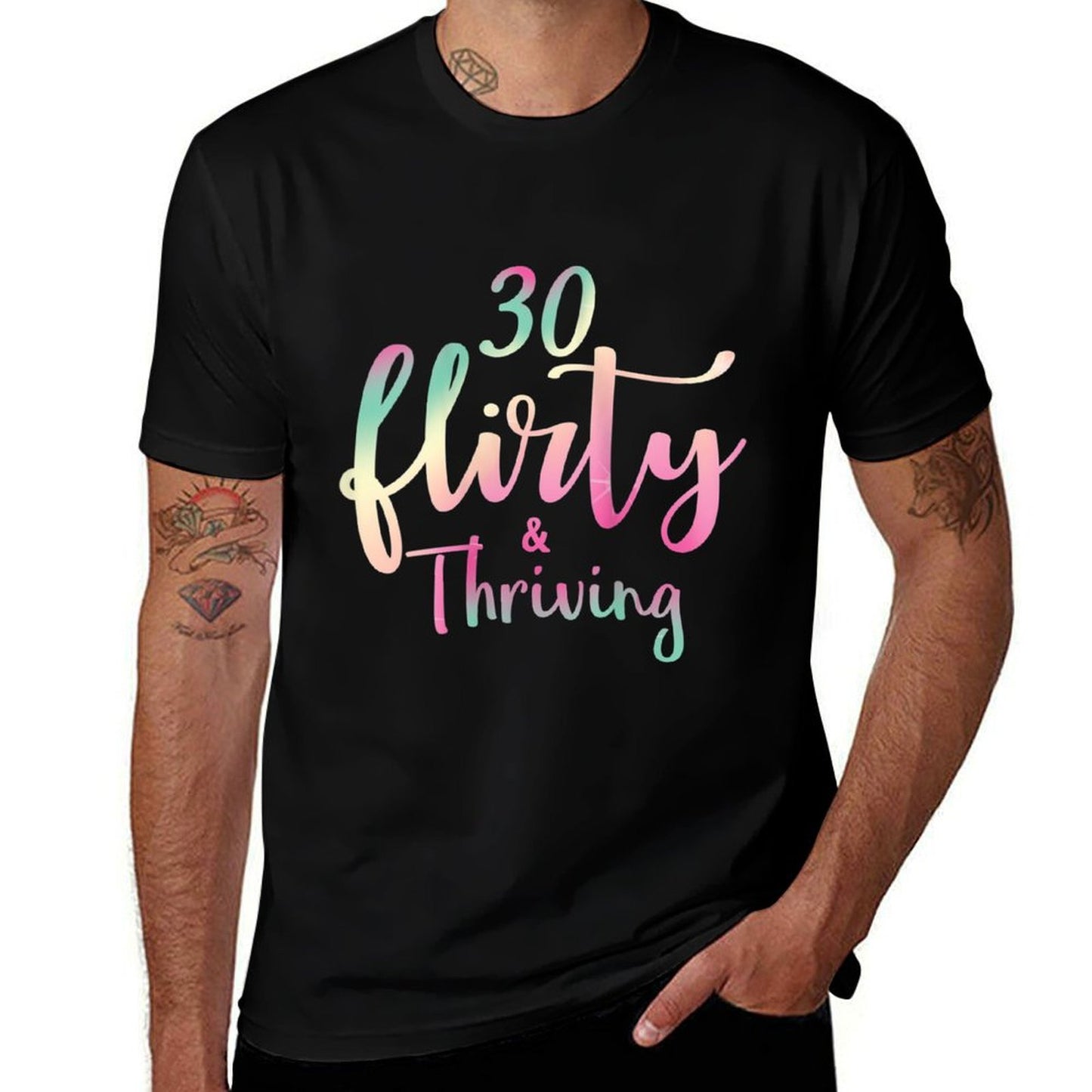 Womens 30 Thirty Flirty & Thriving 30th Birthday Born 1990 Durable T-Shirt