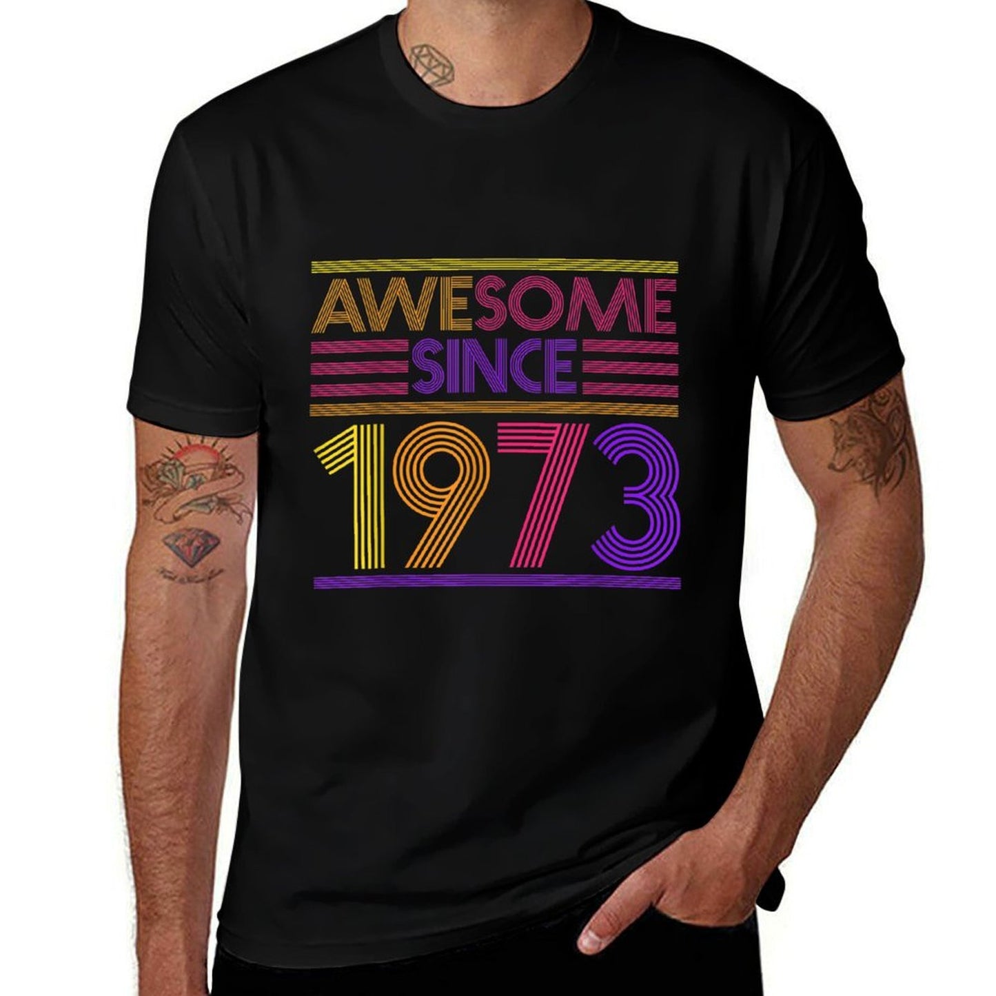 50th Birthday Gifts - Awesome Since 1973 Summer-ready Fabric T-Shirt