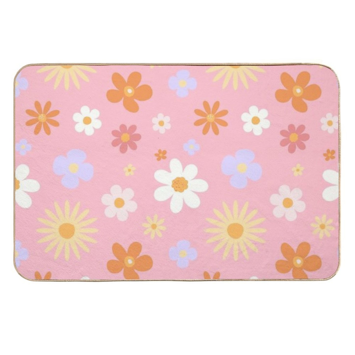 Summer Daisy Seamless Pattern, Textile, Cute Flowers Cover, Spring, Background, Bags Decor, Wallpaper, Wrapping, Fabric, Mug Dec Fade-Resistant Bath Mat