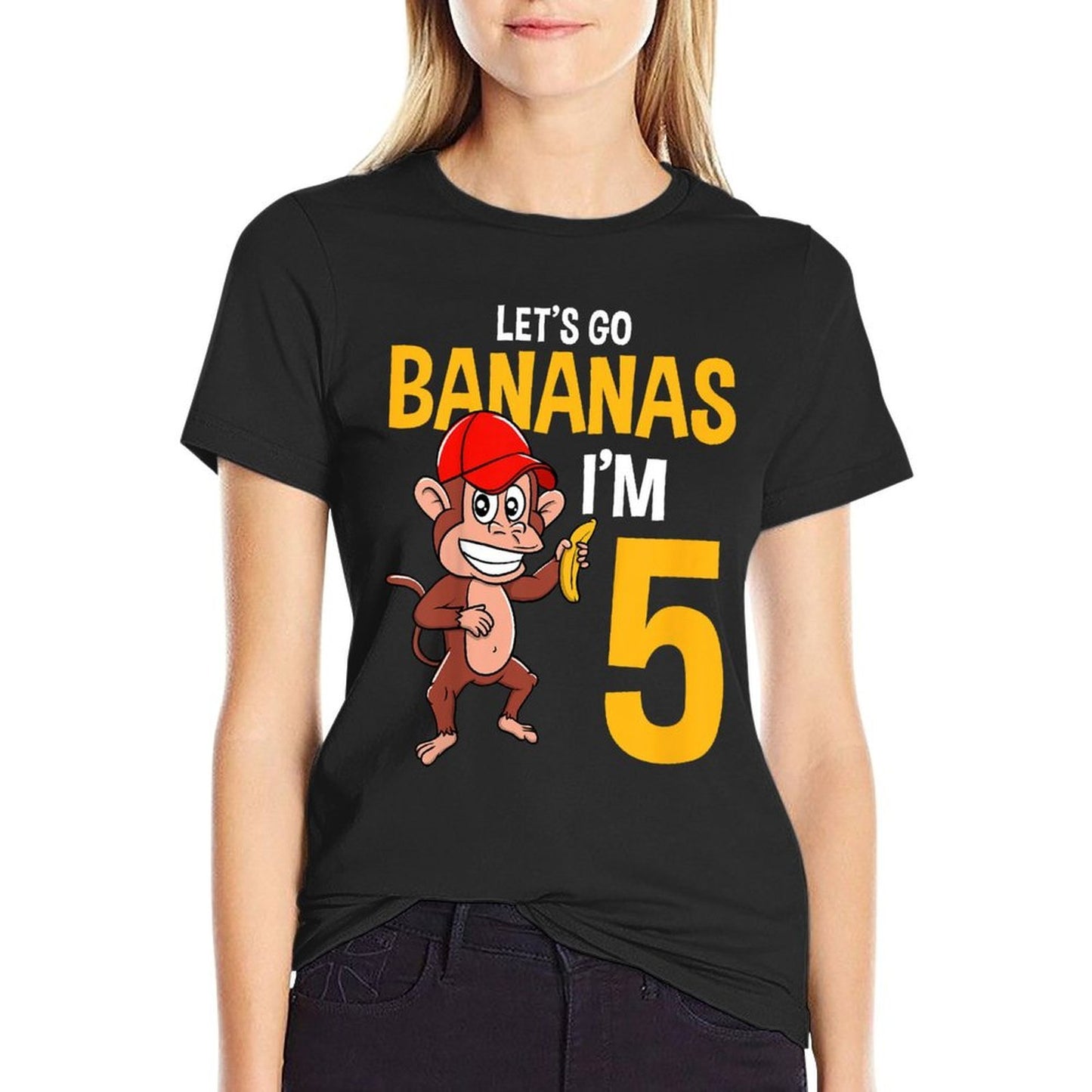 Kids Lets Go Bananas 5th Birthday Monkey 5 Year Old Boy Girl Vintage-inspired T-Shirt