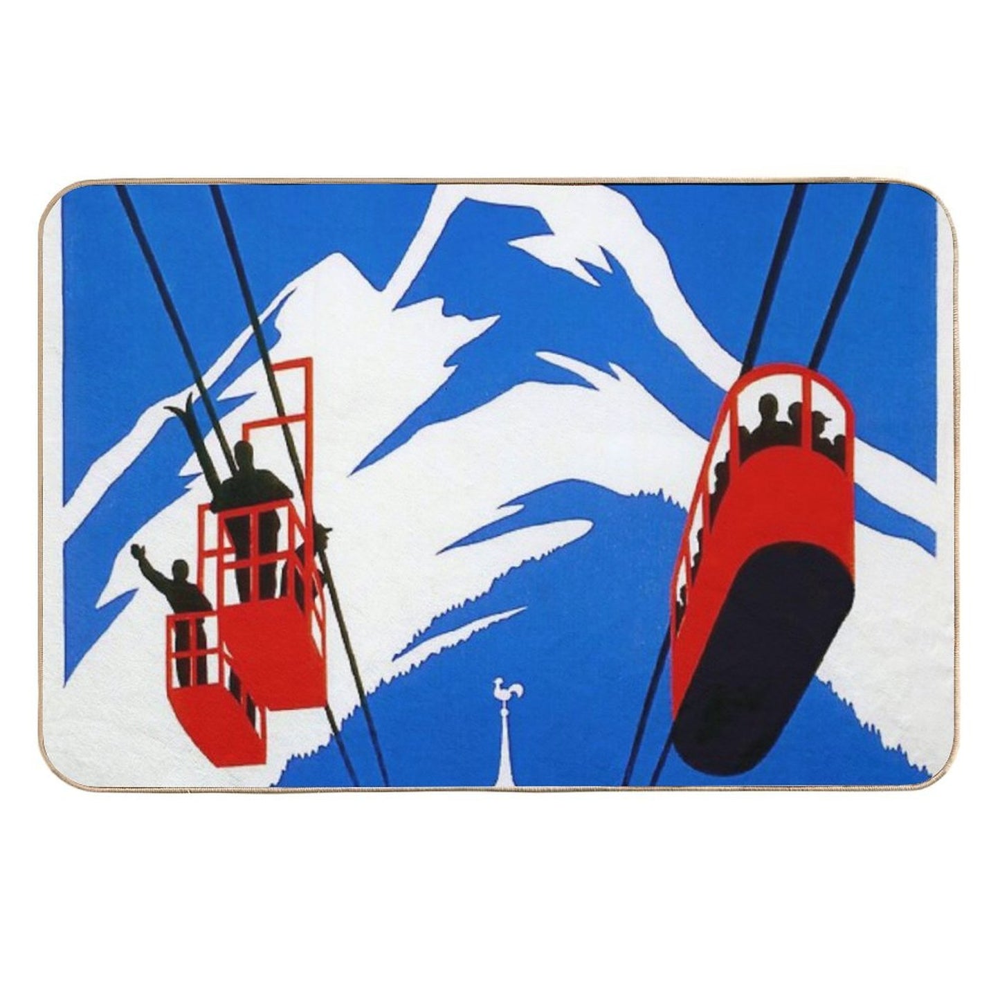 Vintage French Alps Gondola Winter Sport Ski Ad Versatile Bath Mat
