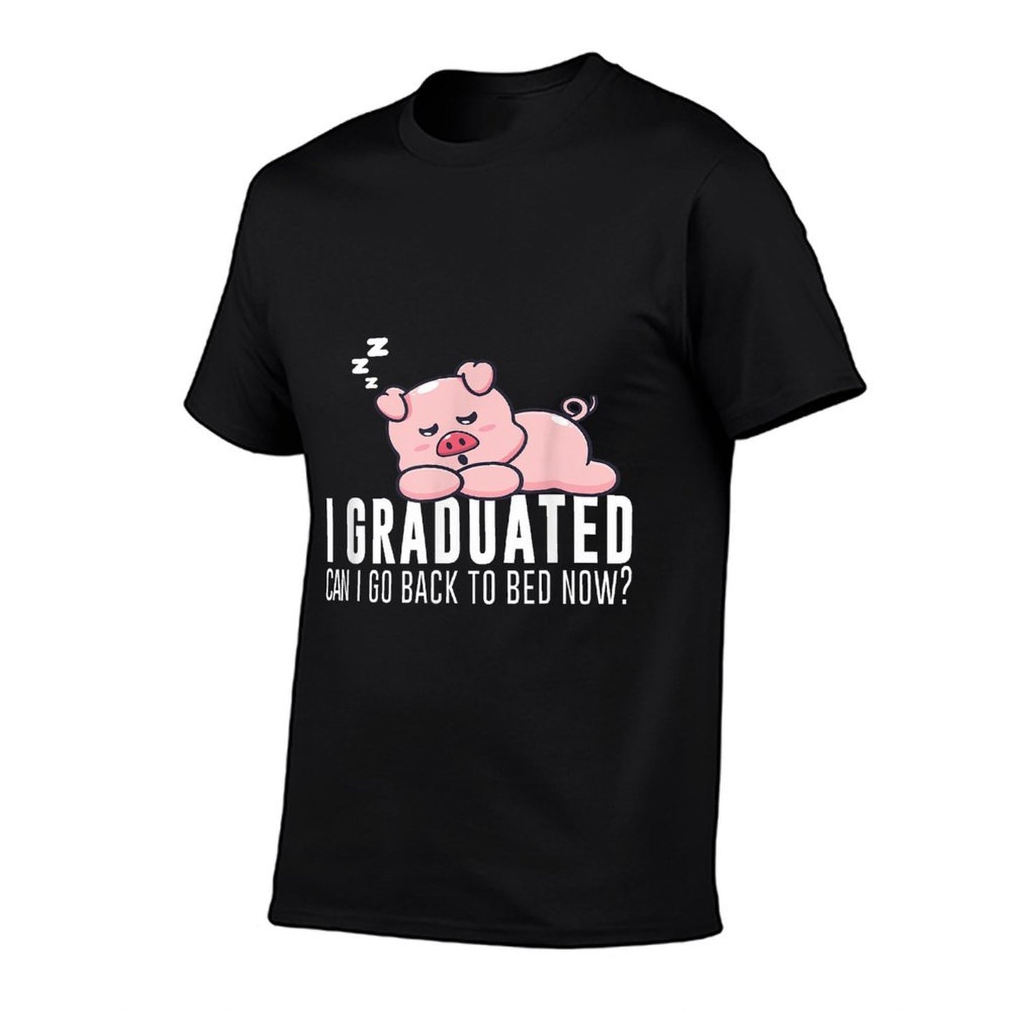 Funny I Graduated Can I Go Back To Bed Now Graduation Pig Rolled Sleeves T-Shirt