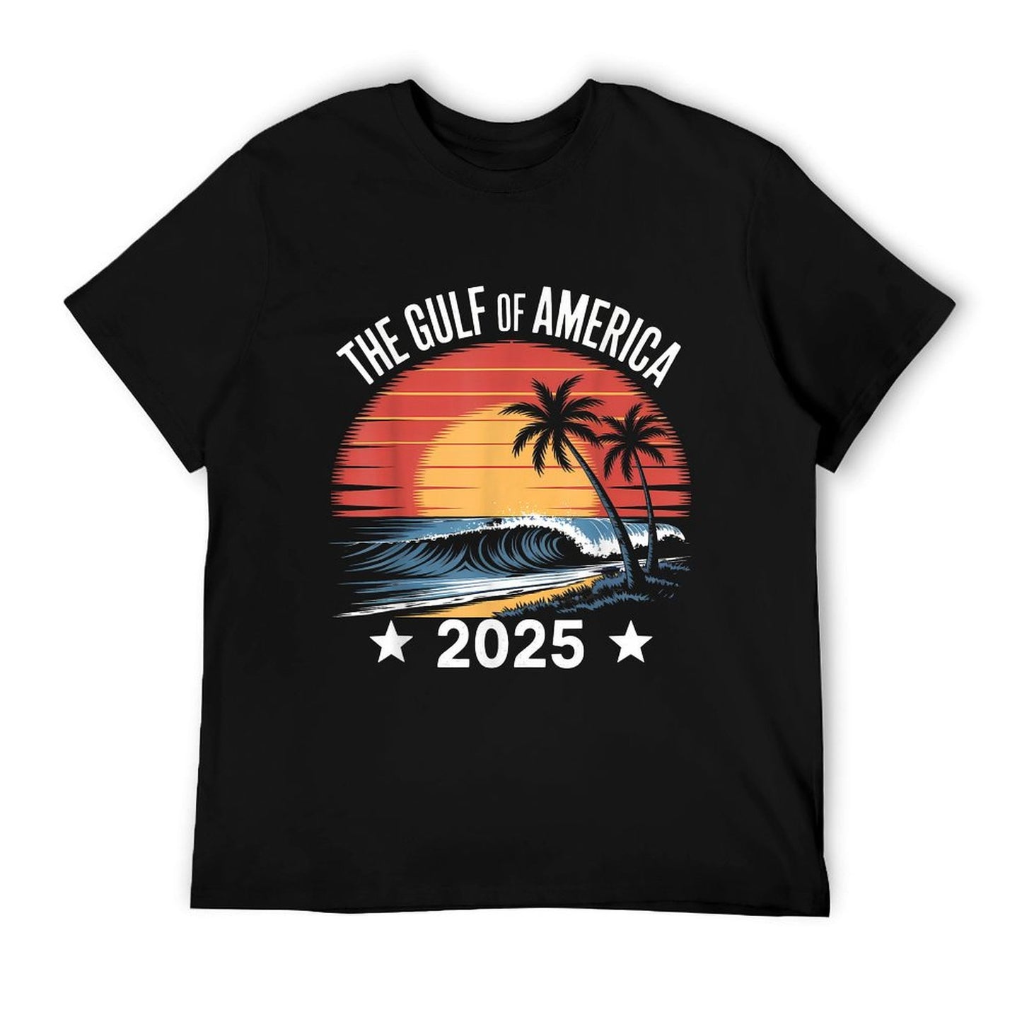 Vintage Retro Gulf Of US America Sunset Flag Heathered Texture T-Shirt