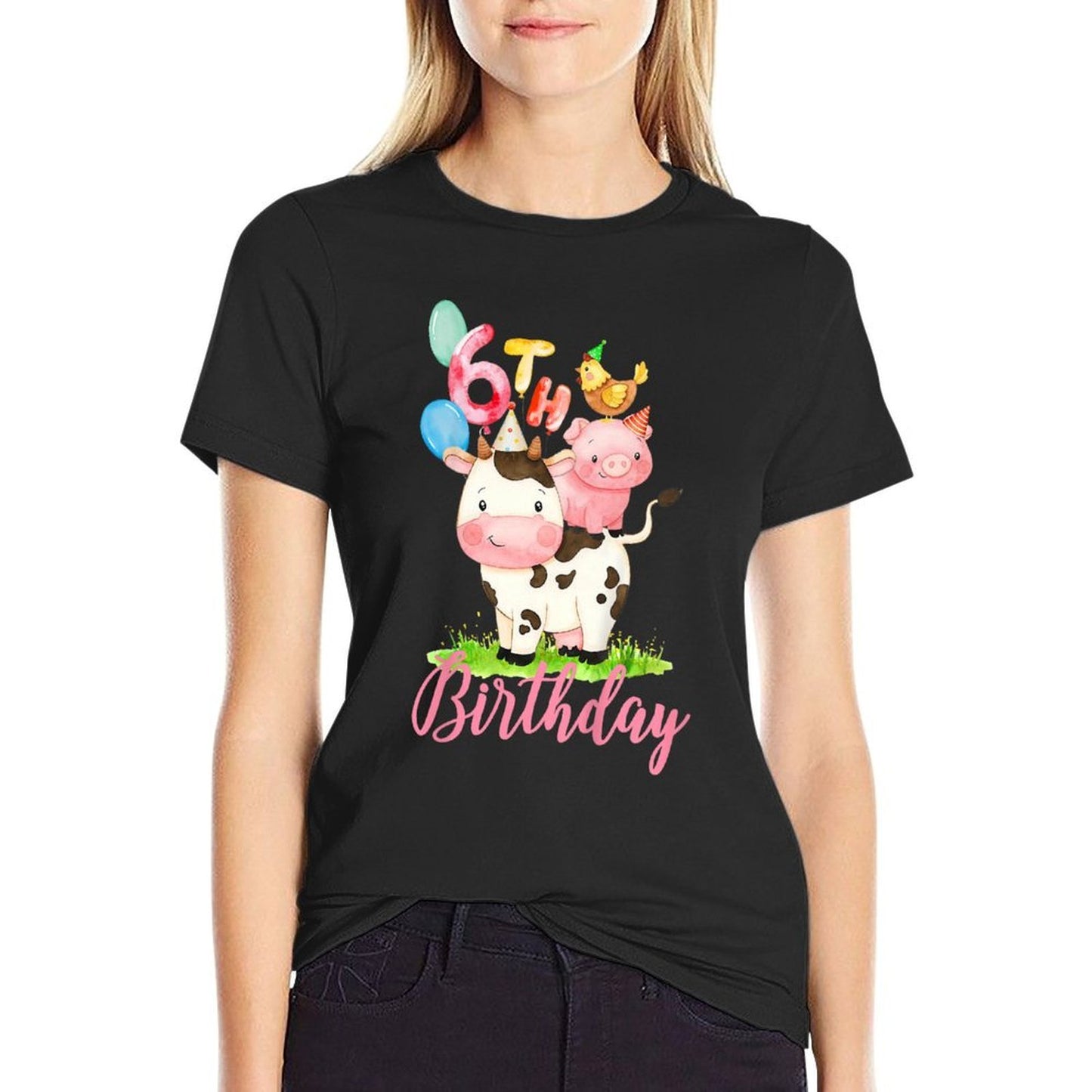 Kids 6 Years Old Girl Farm Animals It's My 6th Birthday Moisture-wicking T-Shirt