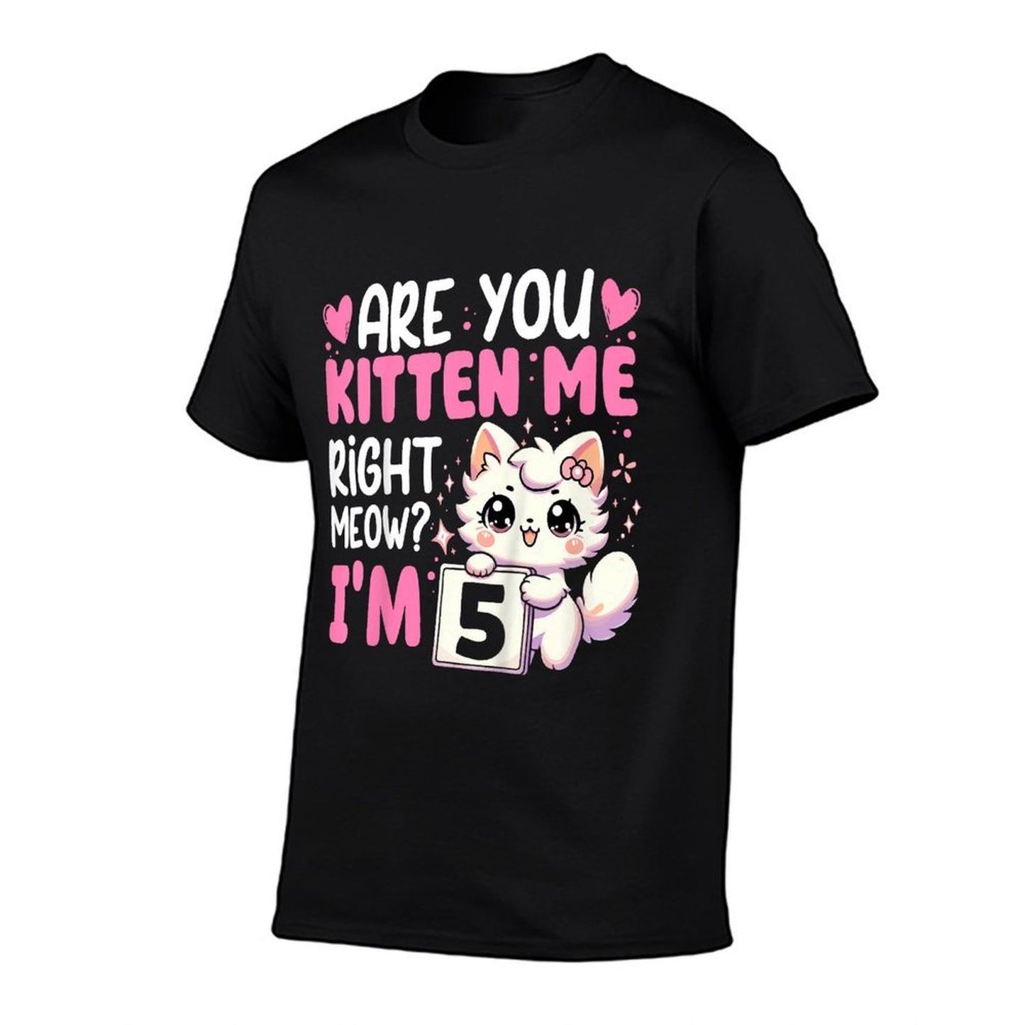 5th Birthday Girl 5yr Five 5 Year Old Kitten Cat Bday Soft T-Shirt