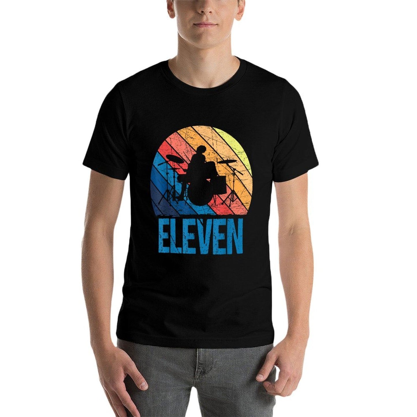 11 Year Old 11th Birthday Boy Drummer Drums Drumming Summer-ready Fabric T-Shirt
