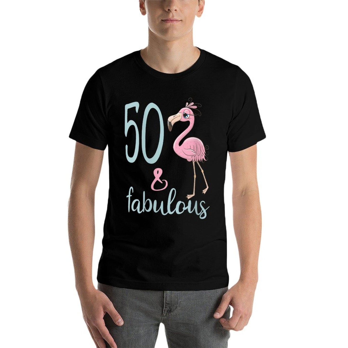 Womens 50 & Fabulous Flamingo Outfit Awesome 50th Birthday Mom Gift Durable T-Shirt