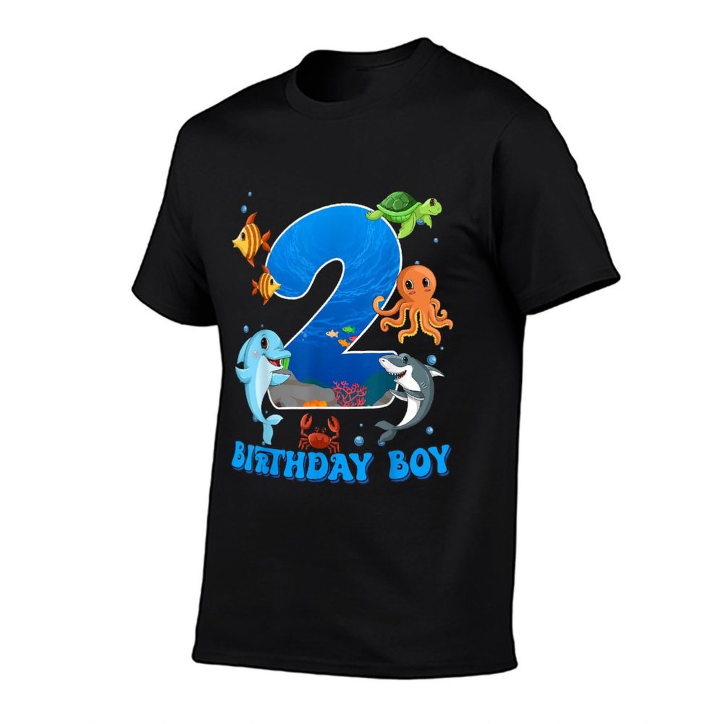 2nd Birthday Party Ocean 2 Year Old Sea Fish Birthday Boy Trendy Pattern T-Shirt