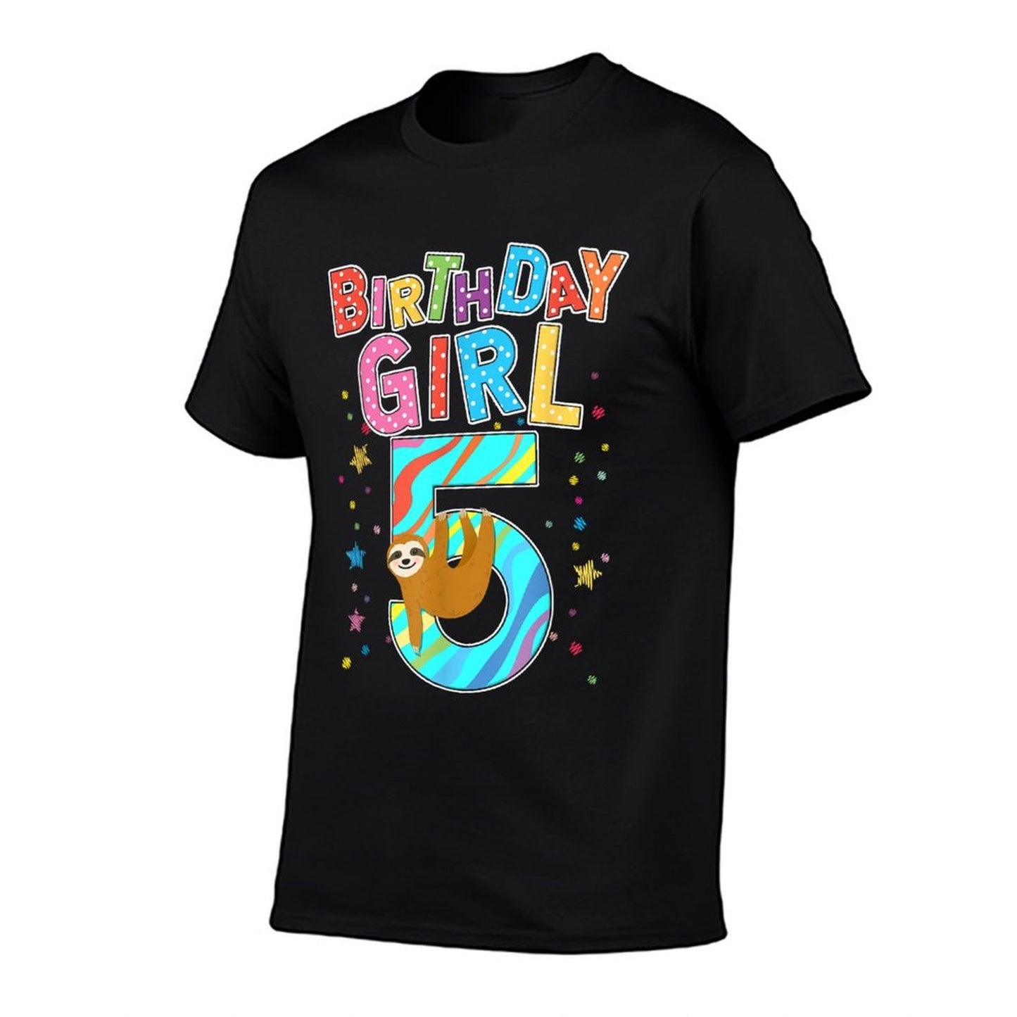5 Years Old Birthday Girl Sloth Lover Girl Birthday Cotton T-Shirt