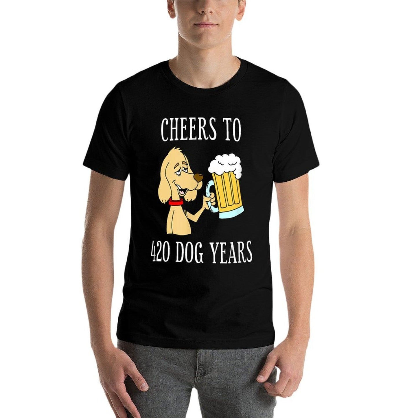 Cheers To 420 Dog Years Cartoon Beer Funny 60th Birthday Comfortable T-Shirt