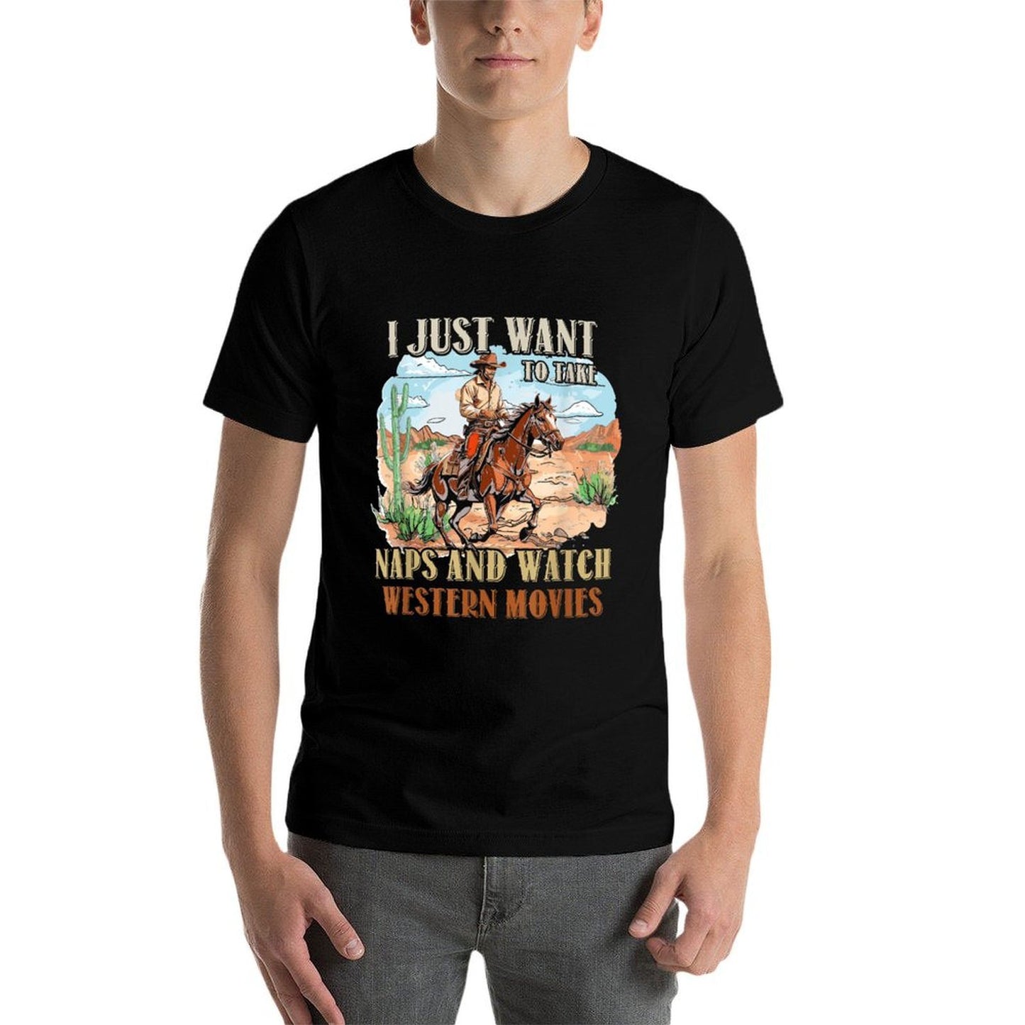 Take Naps And Watch Western Movie Lover Movie Fan Summer-ready Fabric T-Shirt
