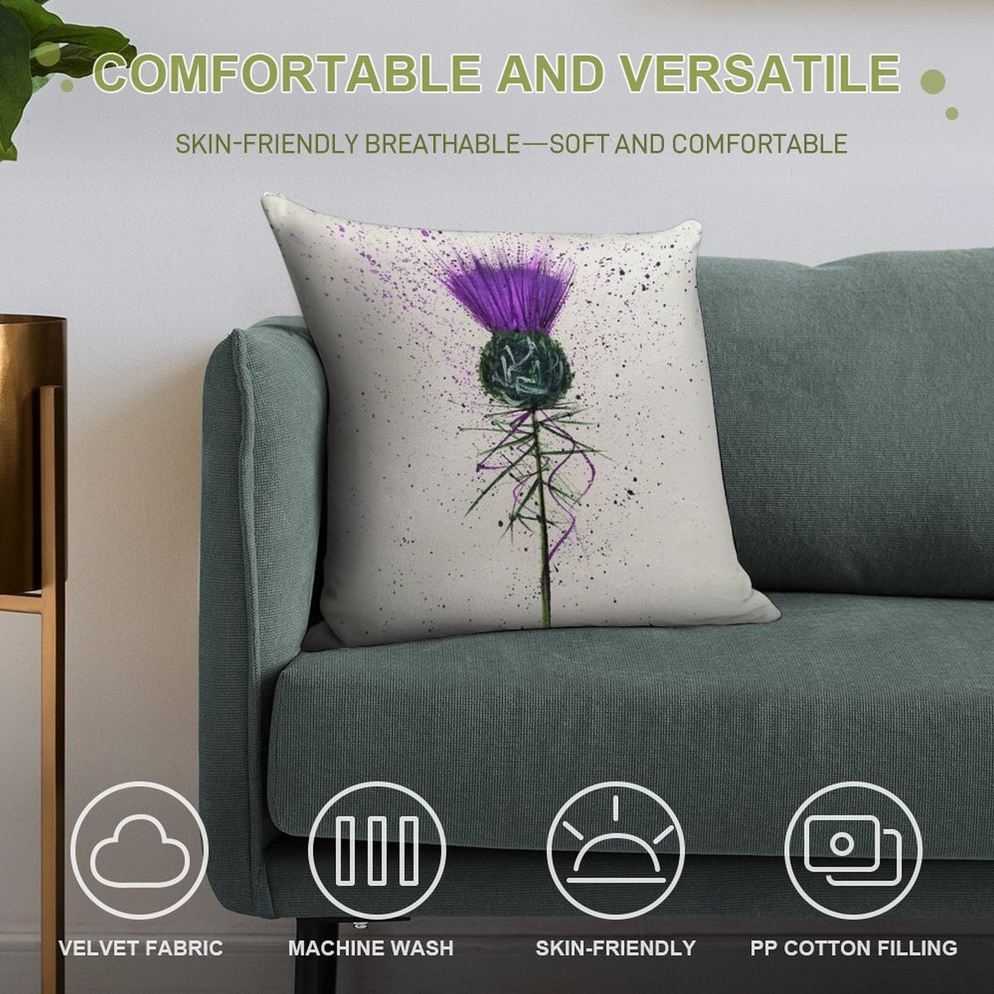 Purple Thistle Elegant Style Soft Ultra-Soft Texture Throw Pillow