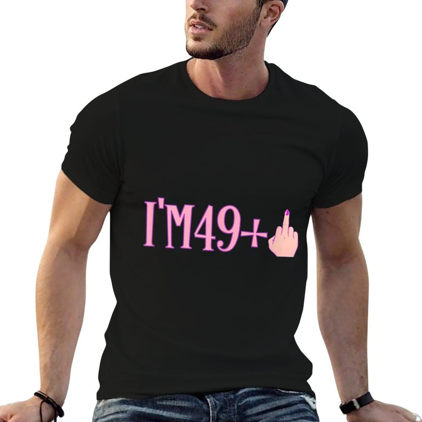 Rude I'm 49 Plus Middle Finger Gift - Funny 50th Birthday Graphic-printed T-Shirt