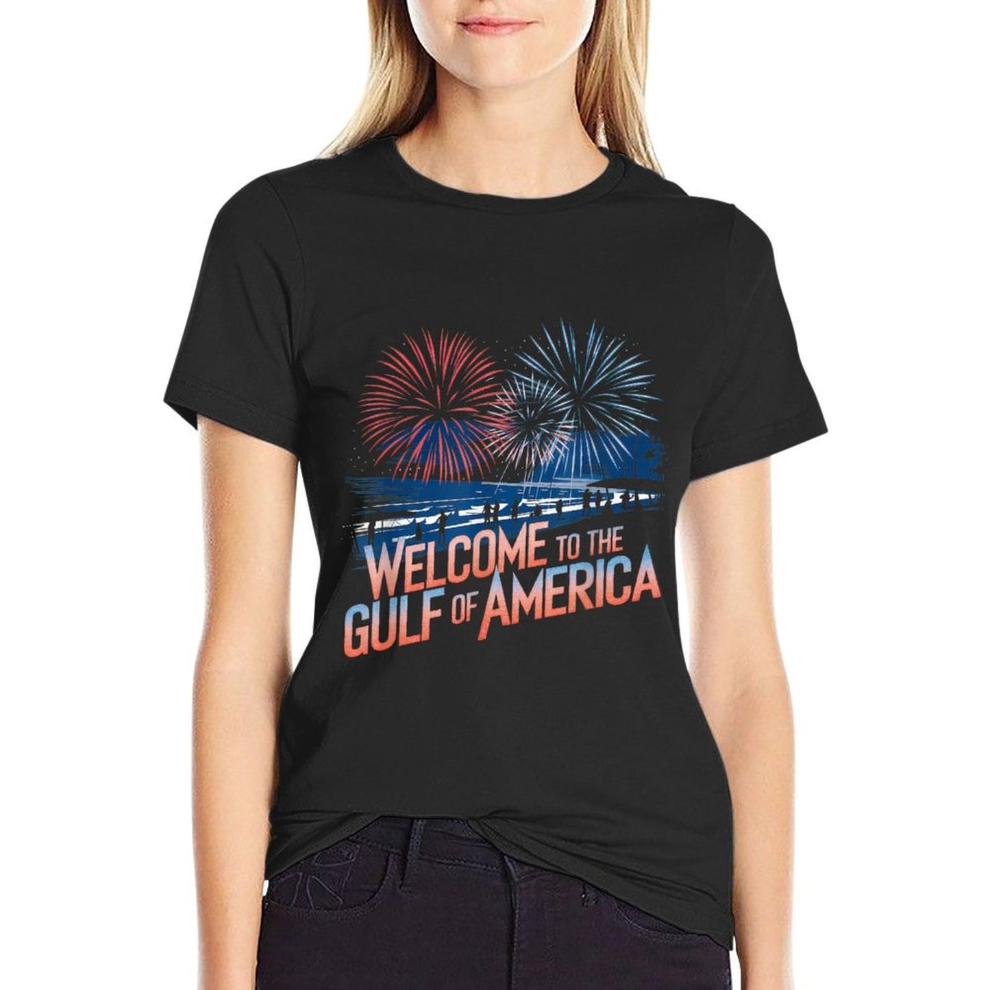 Gulf Of USA America Gift Men Women Flag Beach Fade-proof Color T-Shirt