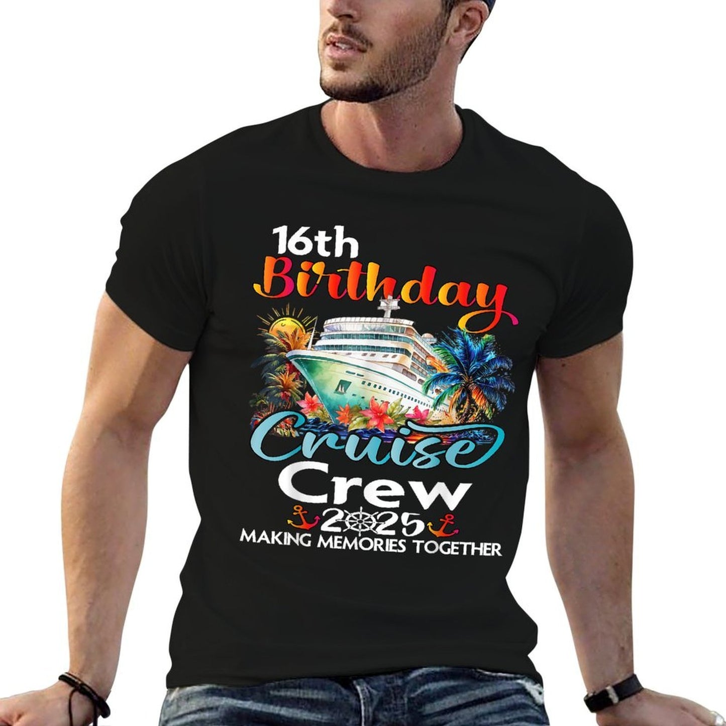16th Birthday Cruise Crew Friends Family Vacation Matching Stretchy T-Shirt