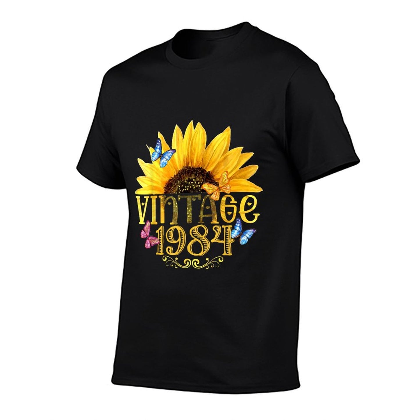 Vintage 1984 Sunflower Floral Butterfly Funny 40th Birthday Odor-resistant T-Shirt