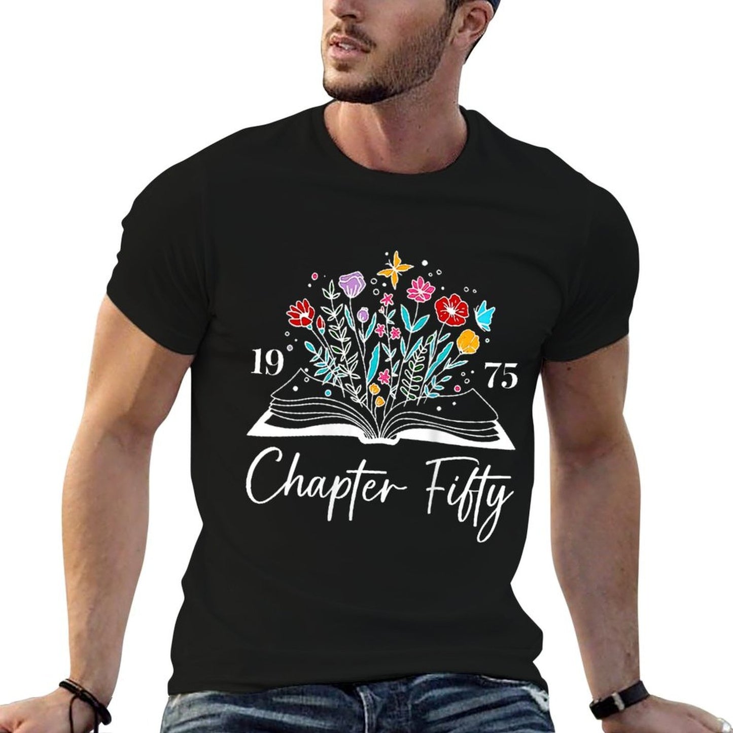 Womens 1975 Chapter Fifty 50th Birthday Books Themed 50 Year Old Polyester Blend T-Shirt