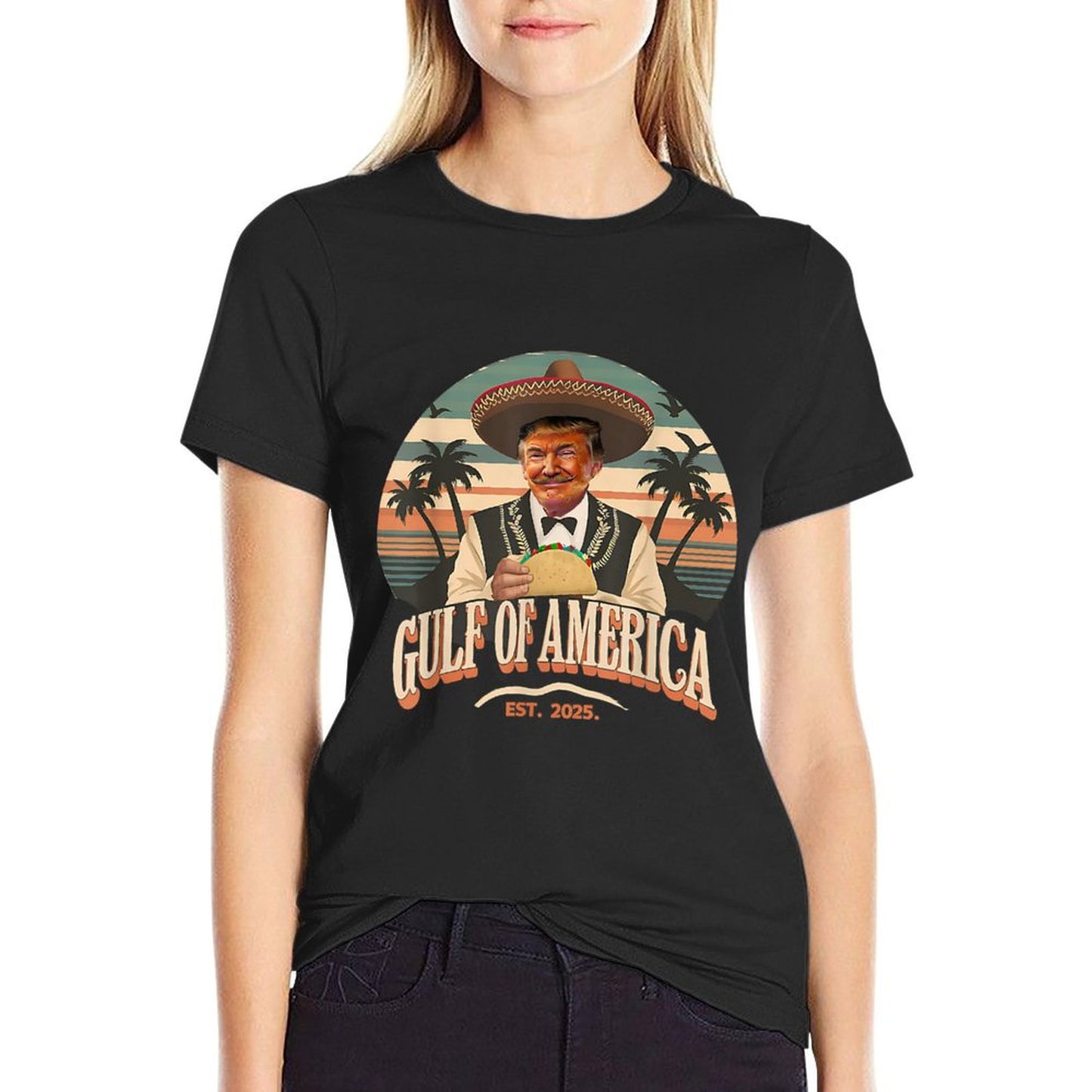Gulf of USA America Funny USA Flag High-quality Stitching T-Shirt