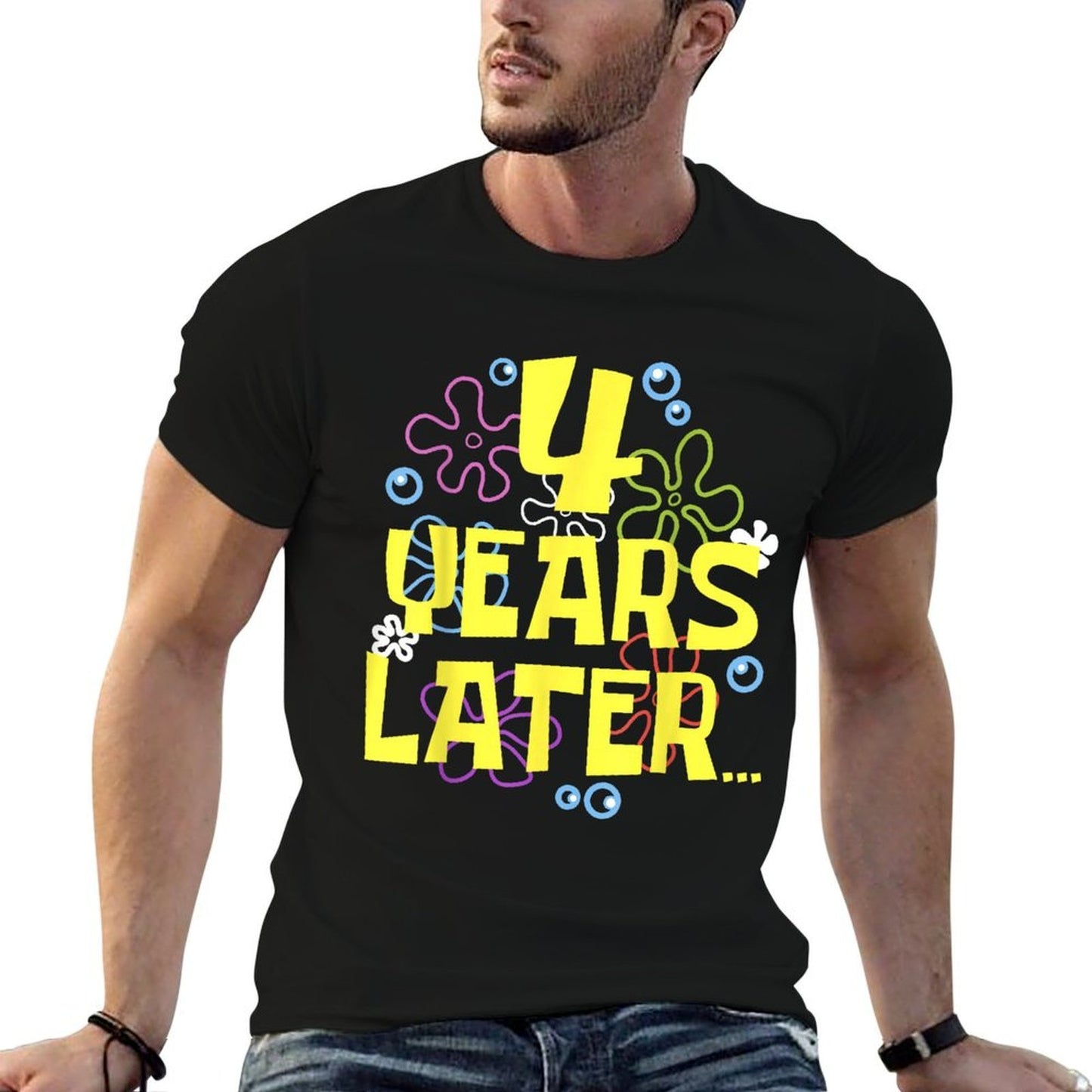 4 YEARS LATER FOUR 4 Year Old Birthday Gifts for Girls Boy Summer-ready Fabric T-Shirt