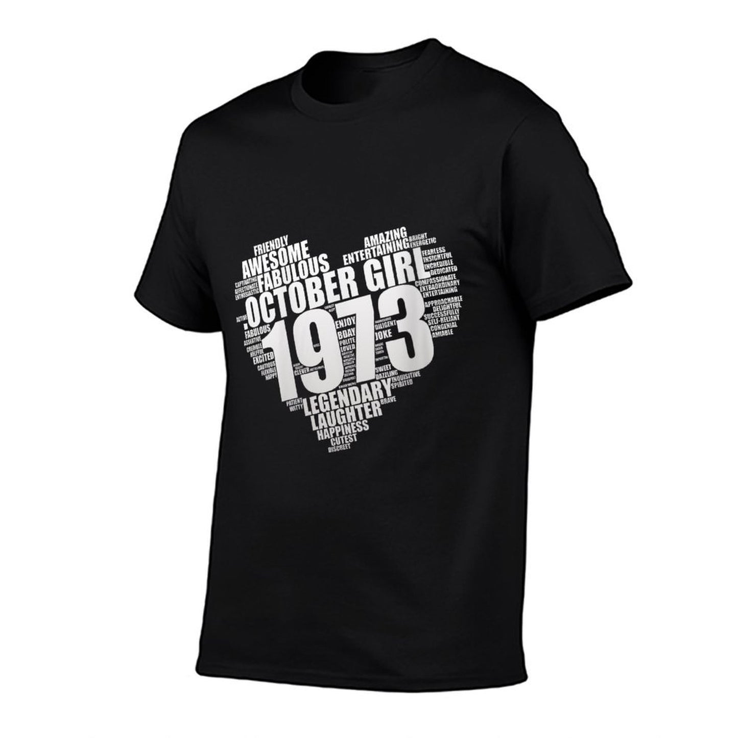 Womens Fabulous OCTOBER GIRL 1973 Awesome 50 Heart 50th Birthday Relaxed-fit T-Shirt