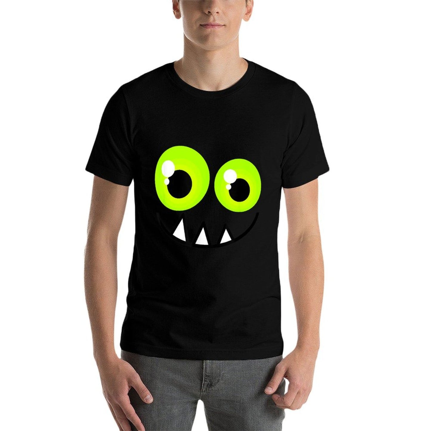 Cute One Eyed Monster Face Green Eyes Halloween Costume Slim-fit Cut T-Shirt