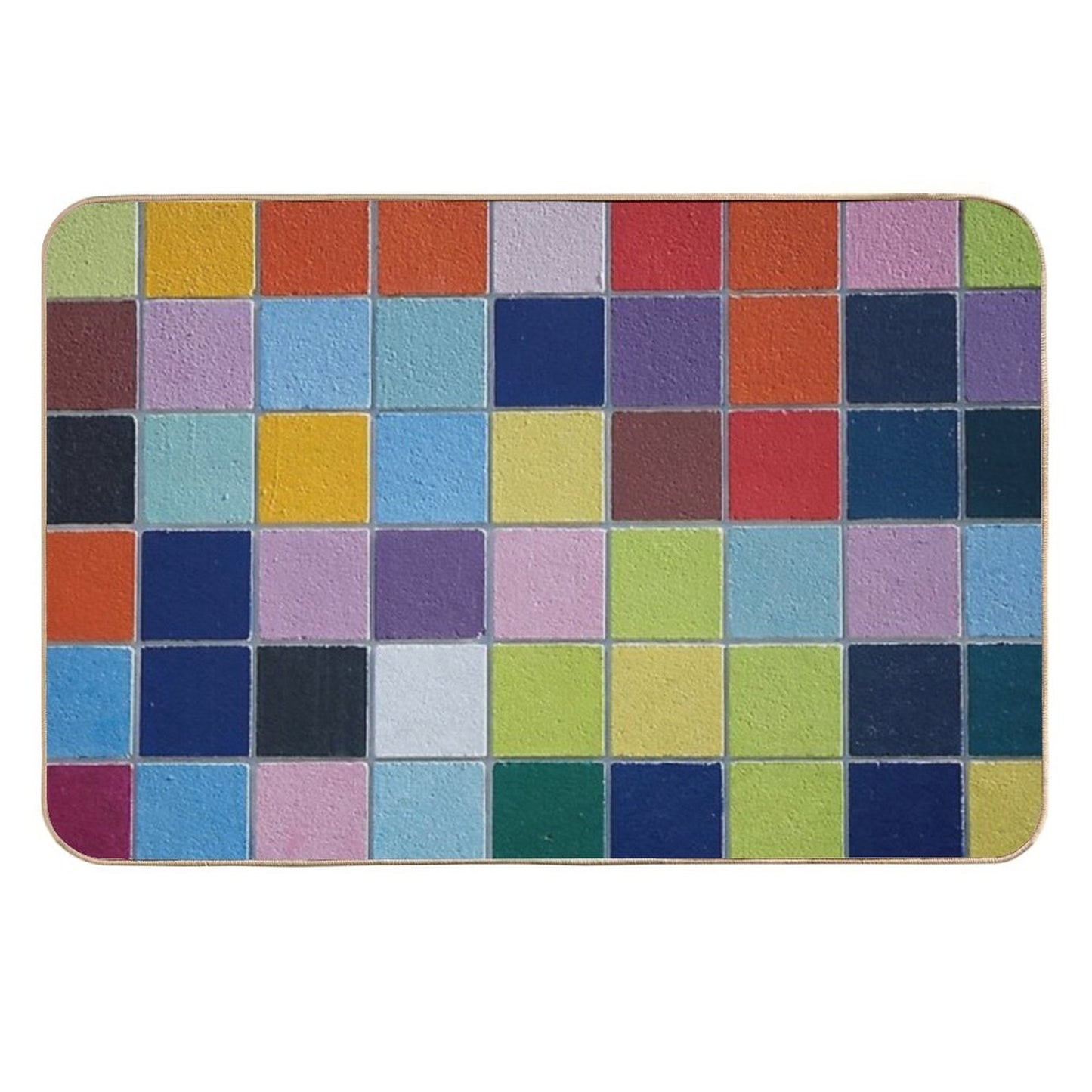 Colourful Tiles on Wall Long-Lasting Bath Mat