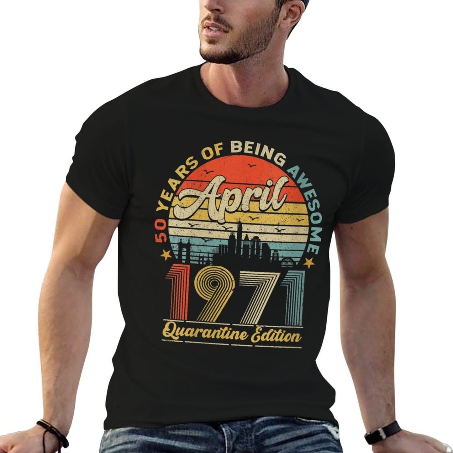 Womens 50th Birthday Decoration April 1971 Men Women 50 Years Old Relaxed-fit T-Shirt