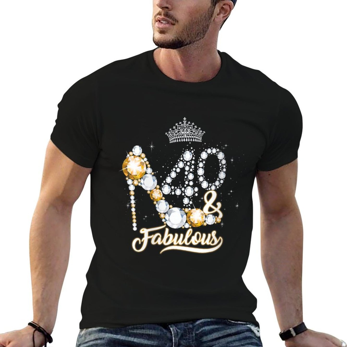 Womens 40 & Fabulous 40th Birthday Diamond Crown Gift Women Girls Lightweight T-Shirt