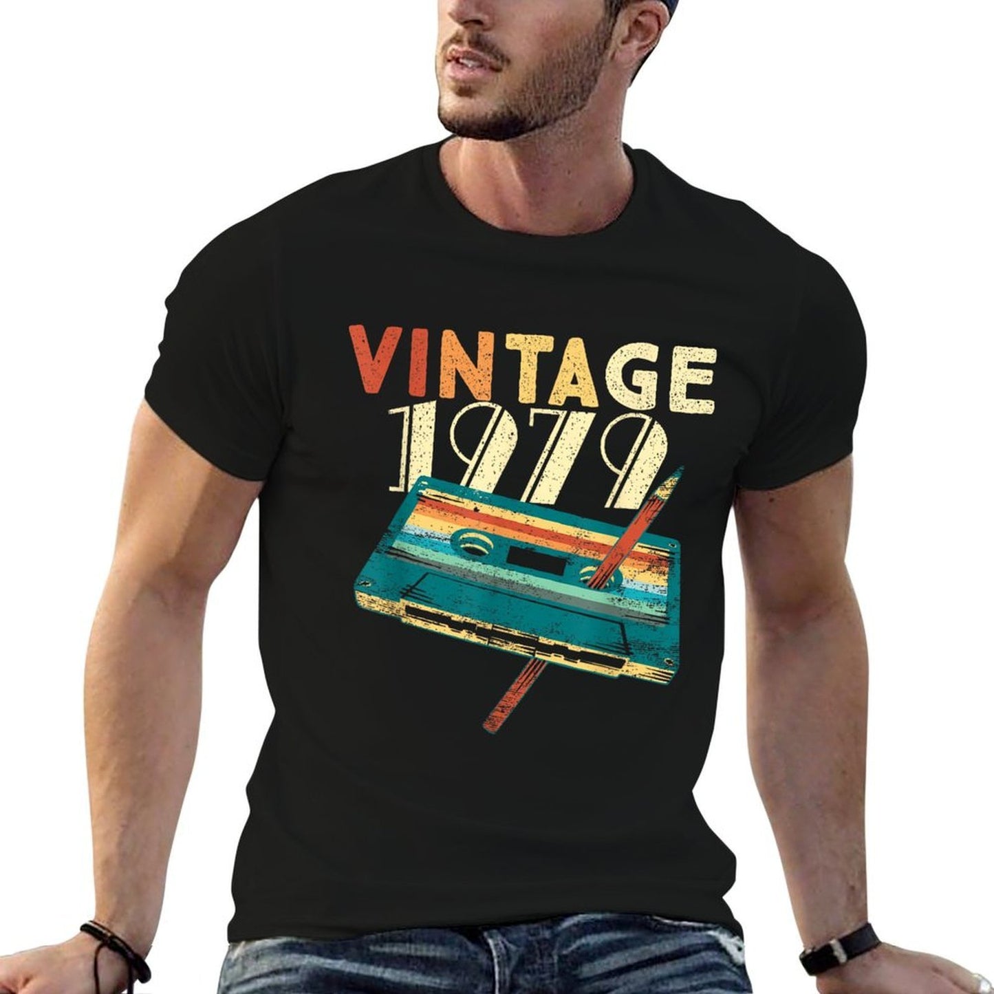 Vintage 1979 Music Cassette 46th Birthday Gifts 46 Years Old Wrinkle-resistant T-Shirt