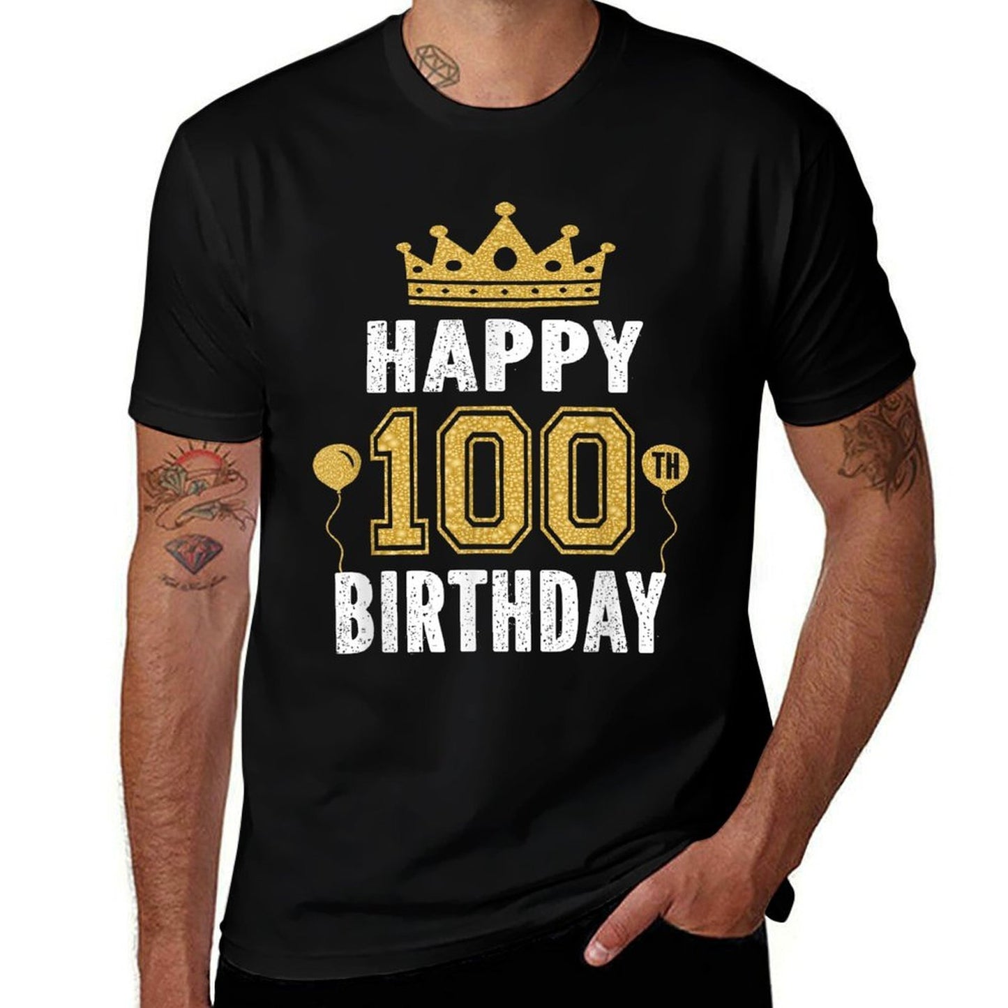Happy 100th Birthday Idea For 100 Years Old Man And Woman Heathered Texture T-Shirt