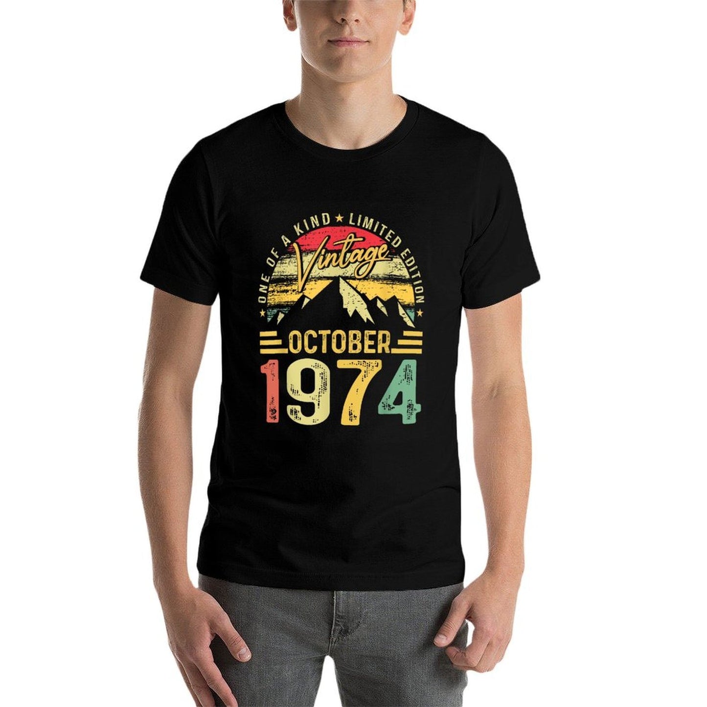Vintage October 1974 50th Birthday Funny Men Women Birthday Graphic-printed T-Shirt