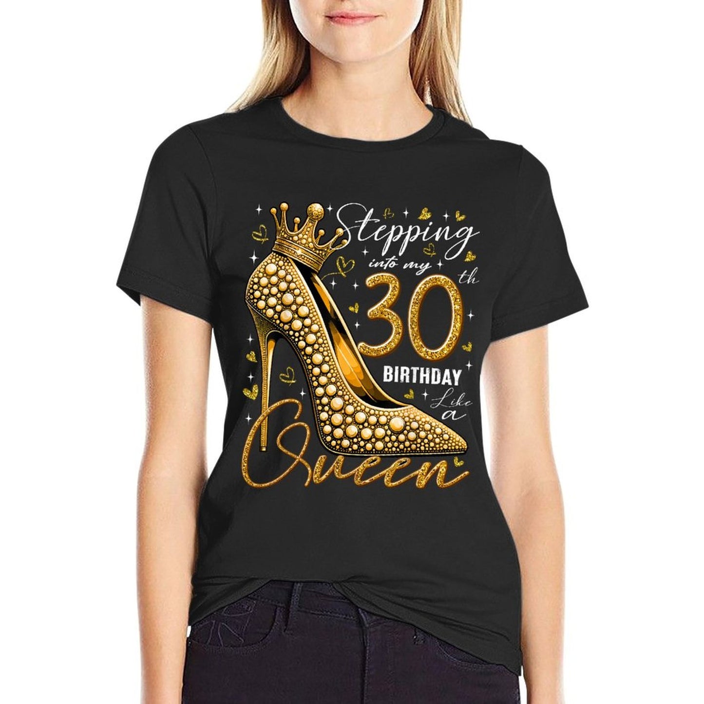 30 Year Old Gifts High Heels Stepping Into My 30th Birthday Tagless Design T-Shirt