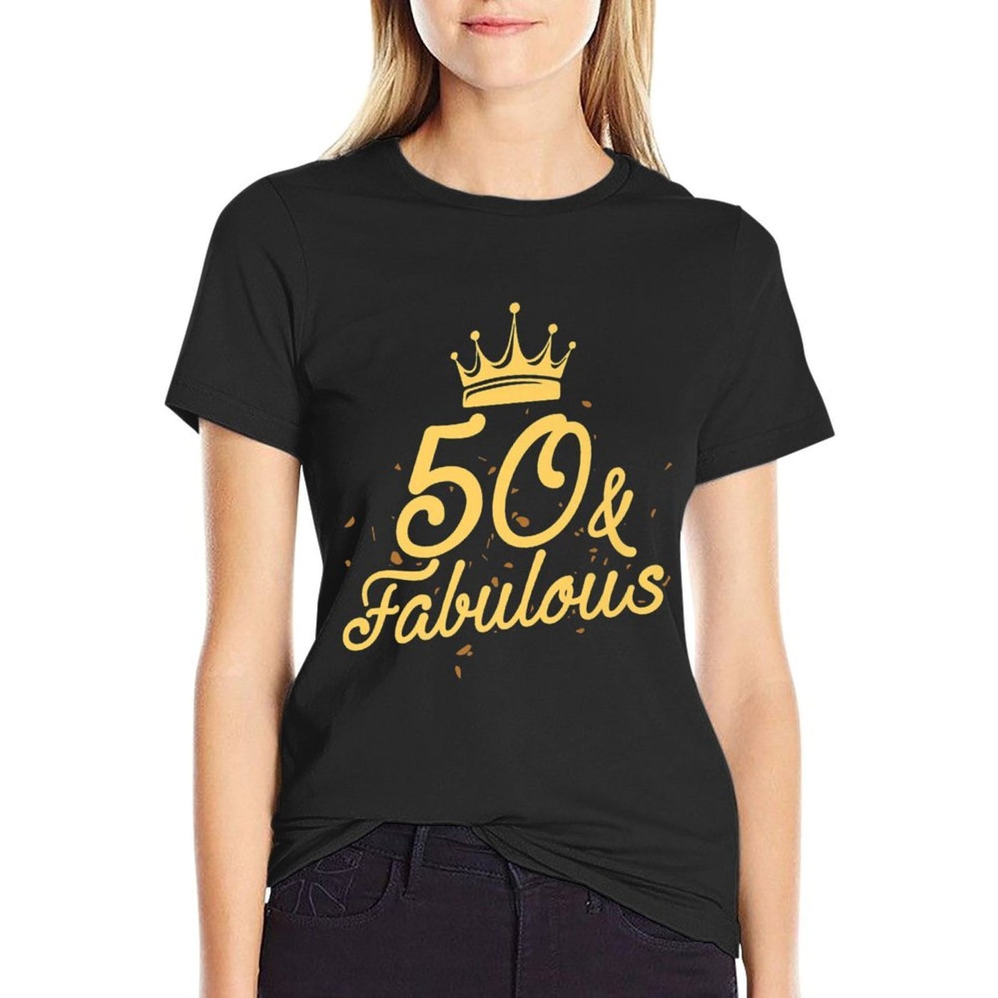 50 And Fabulous 50th Birthday Party Crown Premium Rolled Sleeves T-Shirt