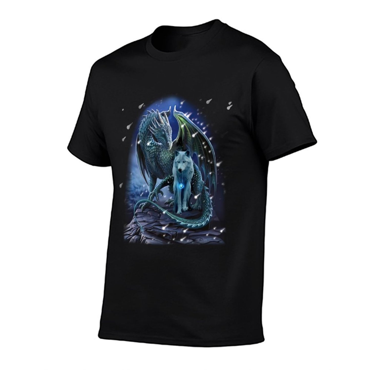 Wolf And Dragon Together In Winter Graphic-printed T-Shirt