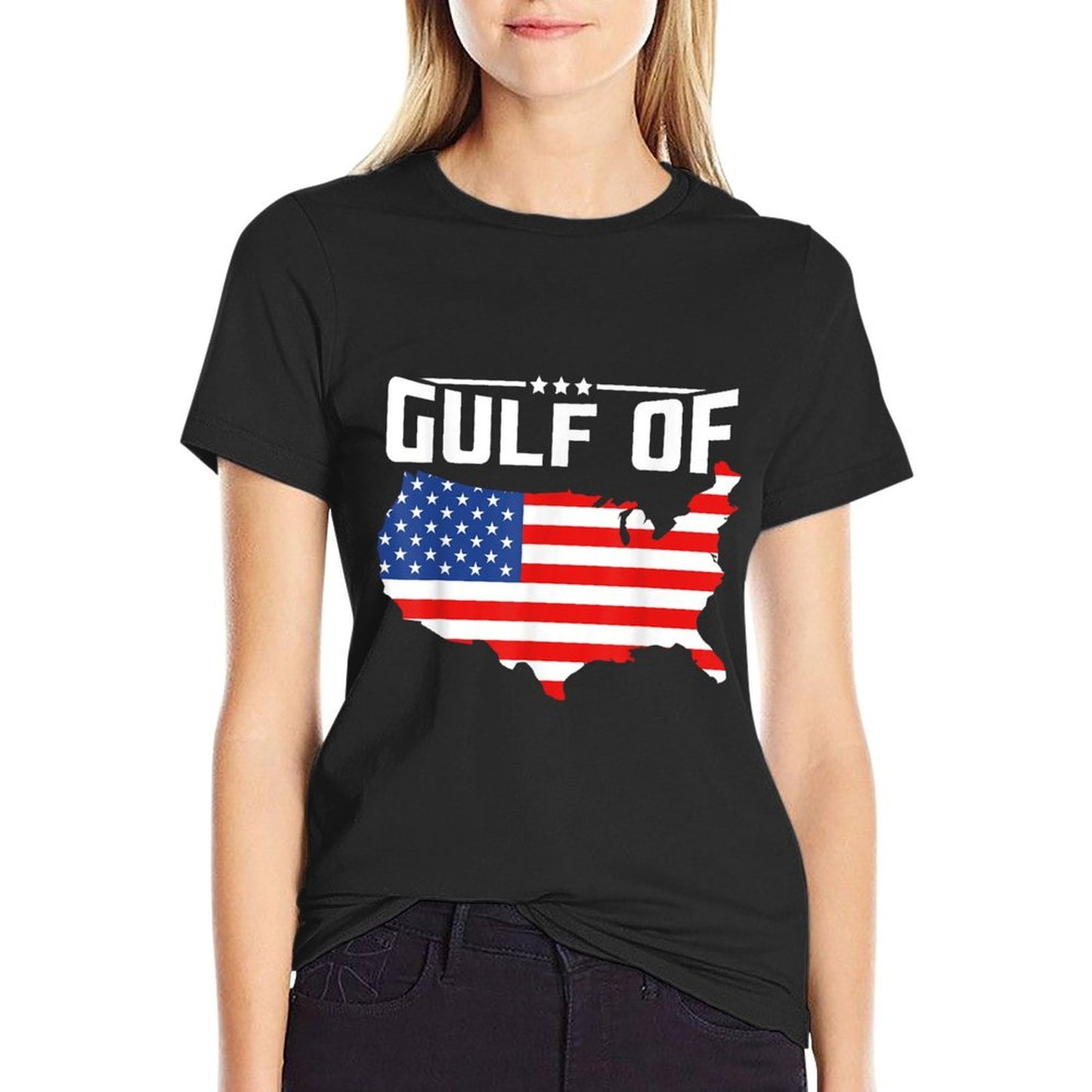 Gulf Of United States Of America Funny USA Flag Stretchy T-Shirt