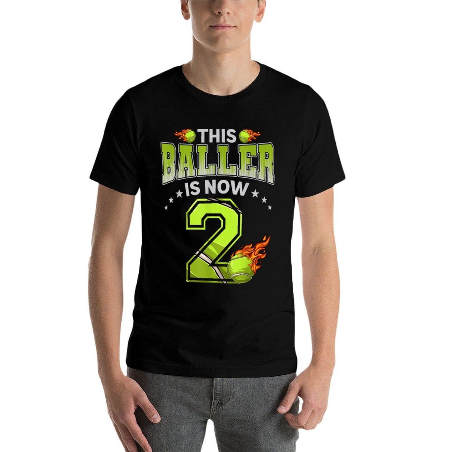 2nd Birthday Boys Tennis Player Gifts 2 Years Old Kids Boy Easy-care T-Shirt