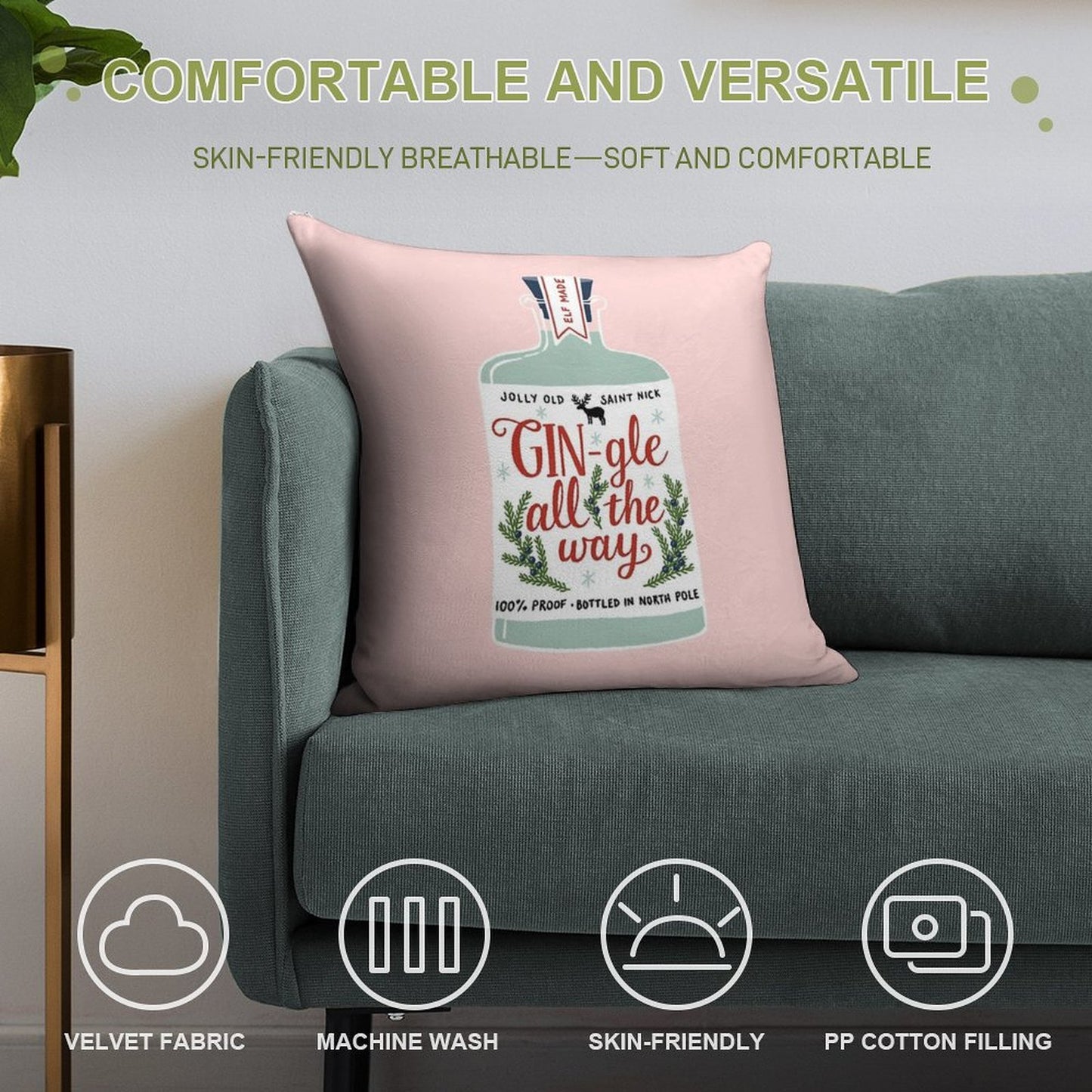 GIN-gle All The Way Soft Bedroom Essential Throw Pillow