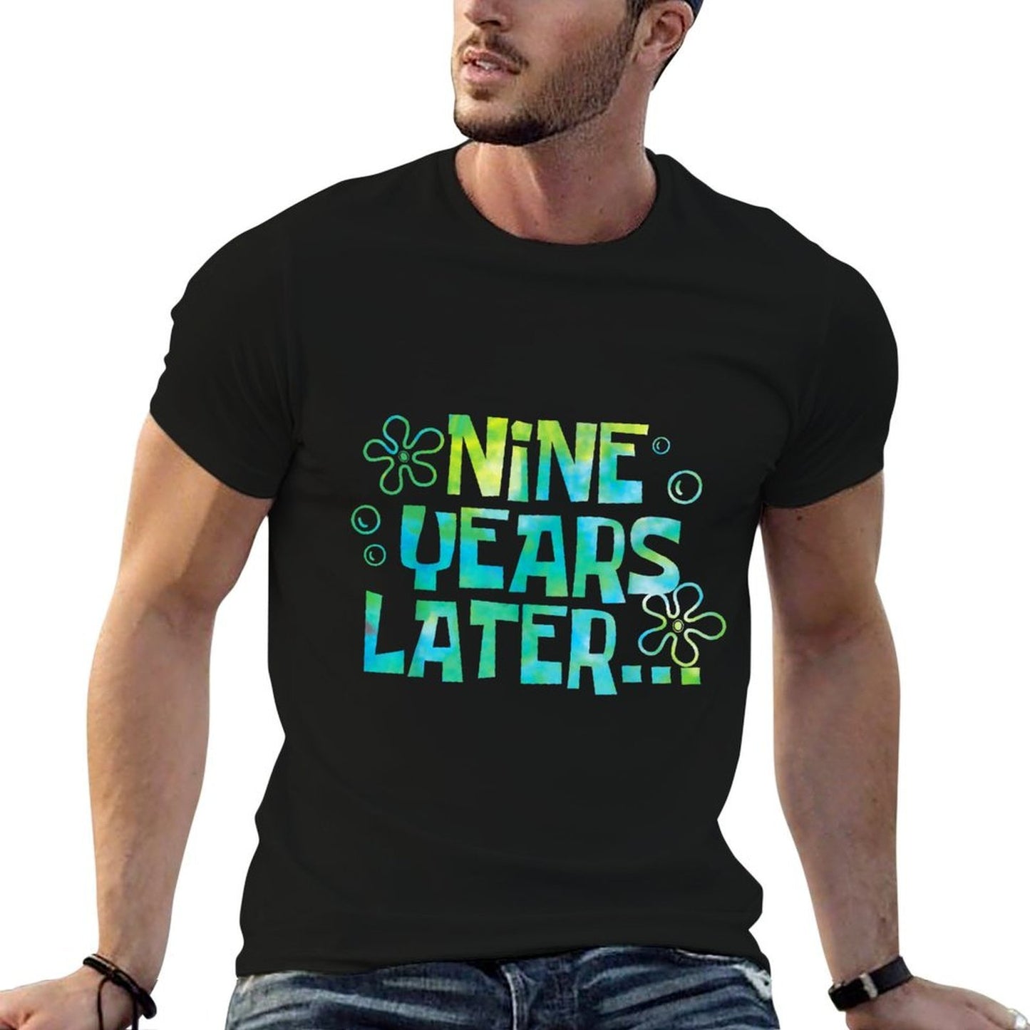 Nine Years Later Funny Meme 9 Year Old 9th Birthday Party Rolled Sleeves T-Shirt