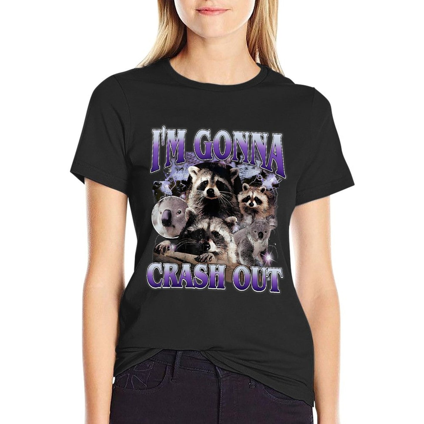 Im Gonna Crash Out Funny Meme Racoon Humorous Sarcastic Summer-ready Fabric T-Shirt
