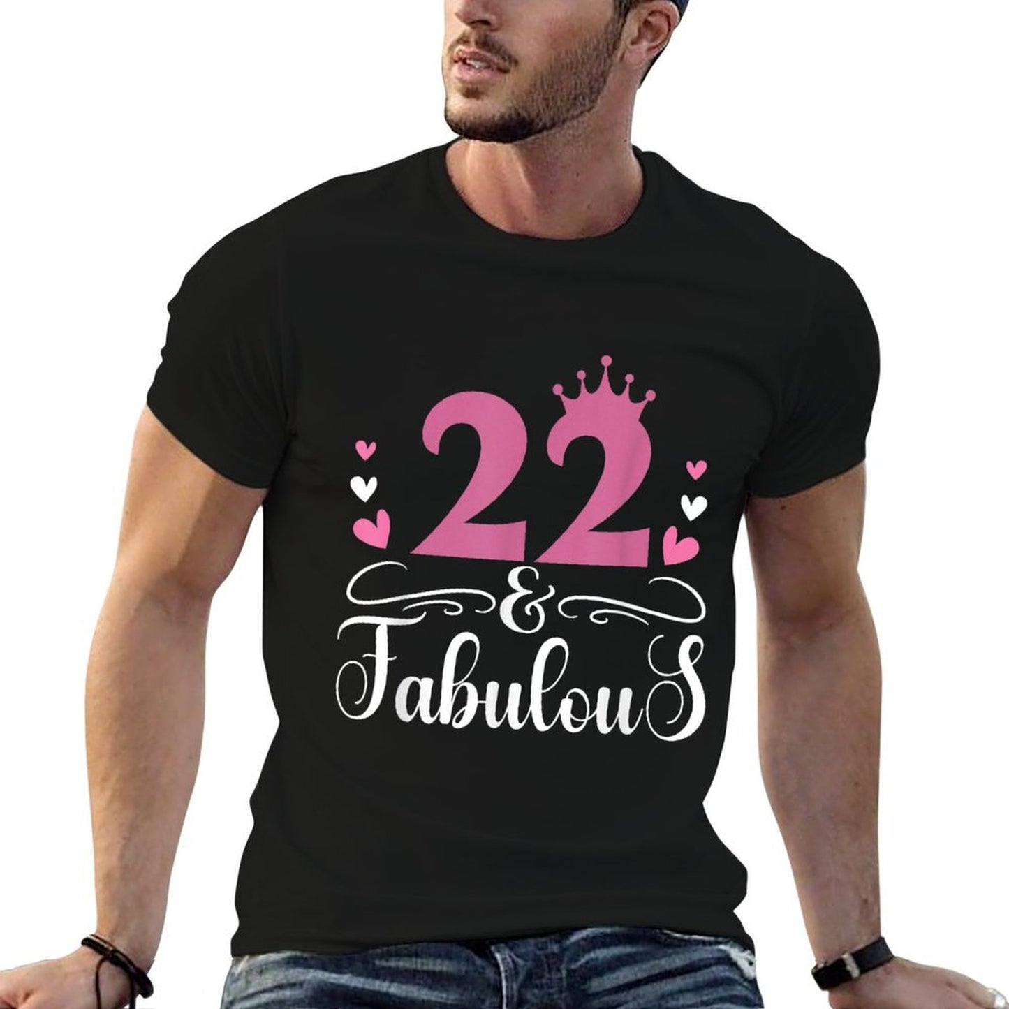 22 & Fabulous Queen Crown 22 Year Old 22nd Birthday Trendy Pattern T-Shirt