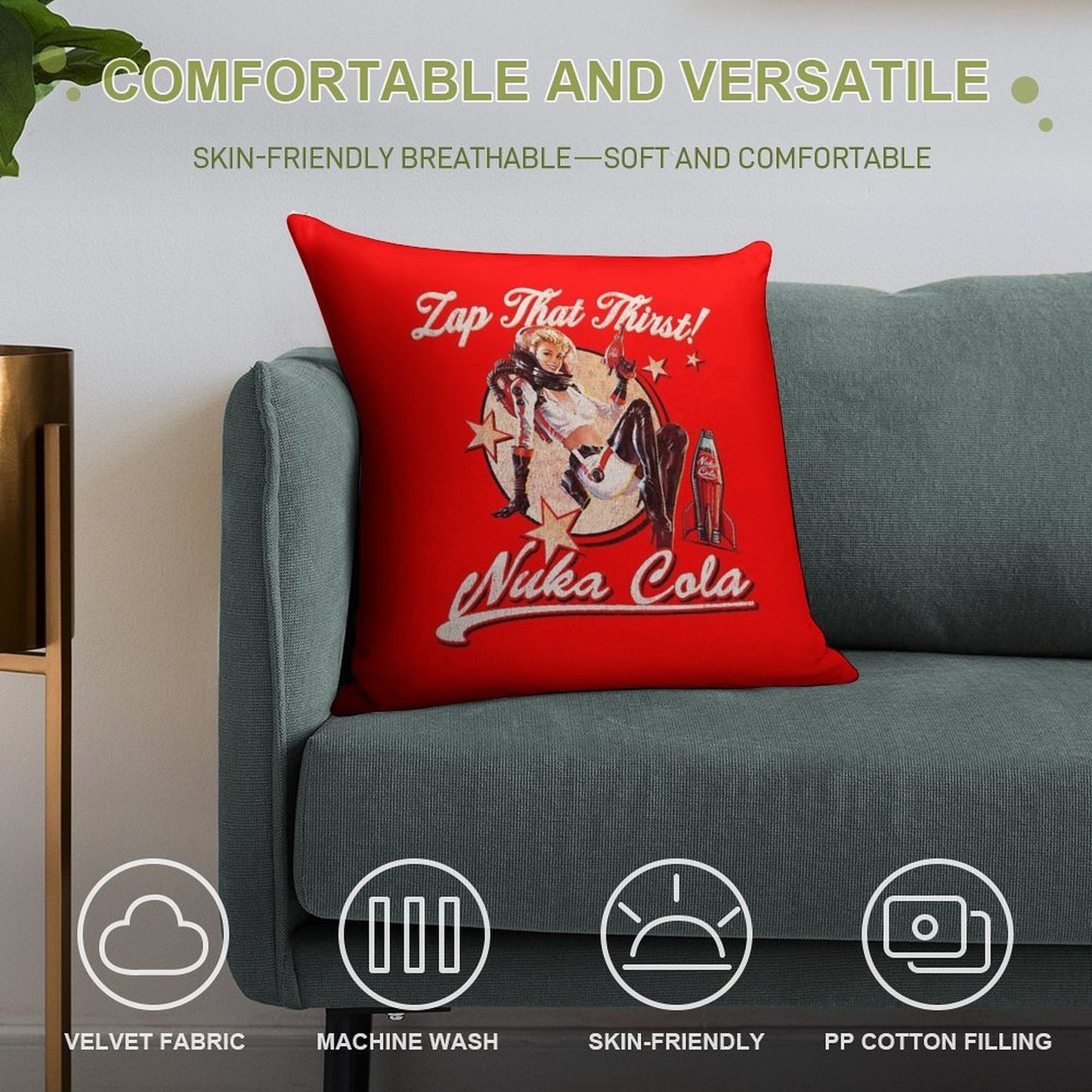 Nuka Pinup Girl Worn-Out Dks Soft Durable Construction Throw Pillow