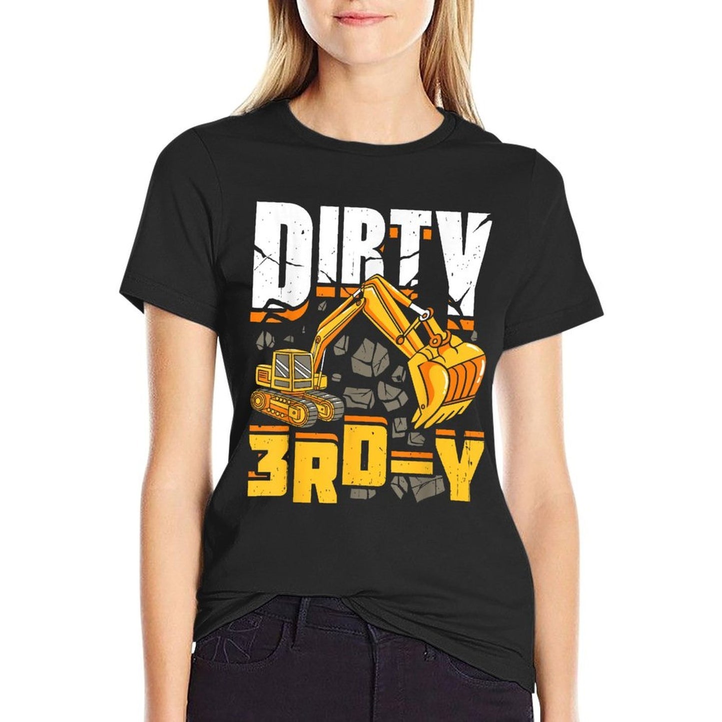 Construction 3rd Birthday Boy Dirty 3rd-Y Excavator Funny Eco-friendly Material T-Shirt
